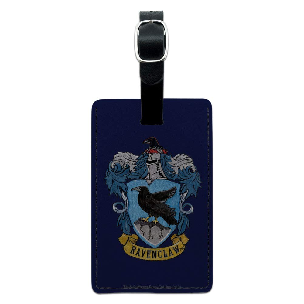 Harry Potter Ravenclaw Crest Leather Luggage Tag - Official Hogwarts House ID Card Holder for Suitcases, Backpacks & Travel Bags - Perfect for Harry Potter Fans & Wizarding World Collectors
