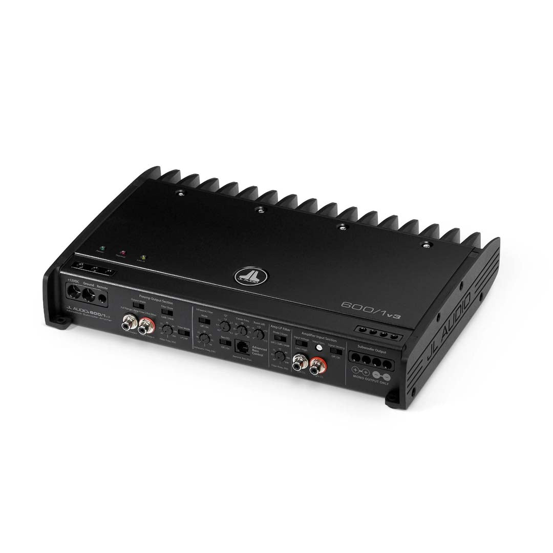JL Audio 600/1v3 Slash Series Class D Mono Amplifier - 600W RMS Power for Car Audio Systems | Perfect for Bass Enthusiasts & Custom Car Stereo Upgrades