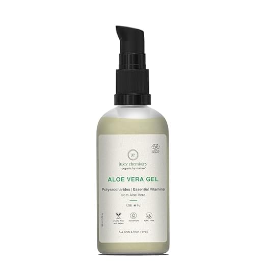Organic Aloe Vera Gel 100ml - 100% Pure, Vegan, Non-Sticky Hydration for Face & Body | Ecocert Certified, Cruelty-Free | Perfect for Sunburn Relief, Dry Skin Care & After Shave Soothing