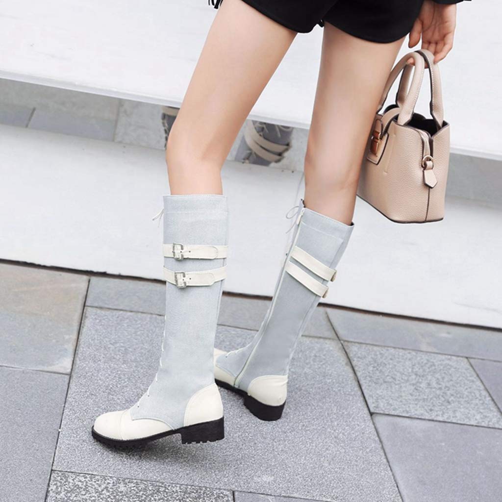 GIY Women's Winter Faux Fur Combat Boots - Waterproof Snow Boots with Buckled Straps & Side Zipper - Round Toe Riding Boots for Cold Weather, Outdoor Activities & Fashion Streetwear