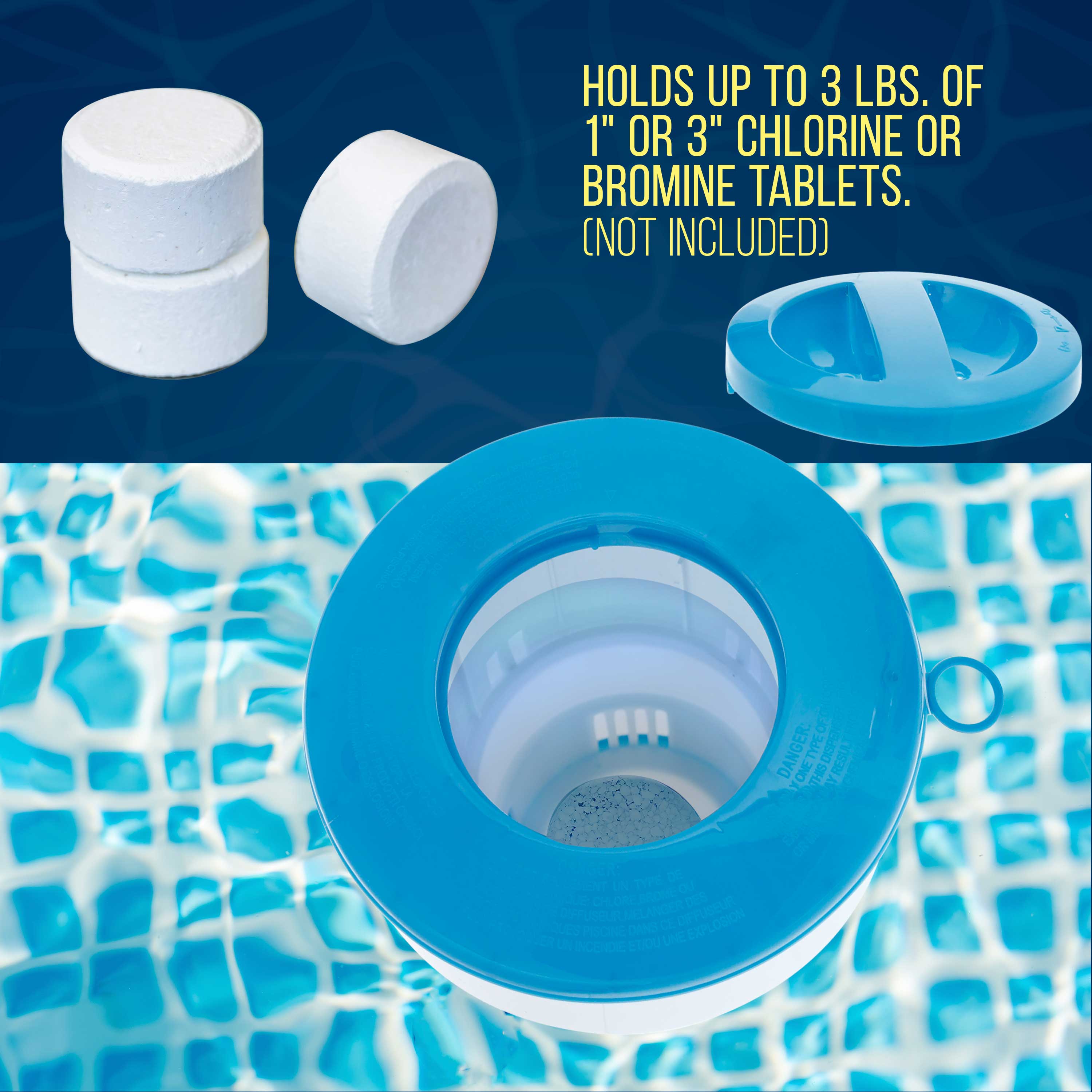 U.S. Pool Supply® Floating Chlorine Tablet Dispenser - 7 Inch Collapsible Chemical Dispenser for Swimming Pools | Perfect for Inground & Above Ground Pools, Spas & Hot Tubs