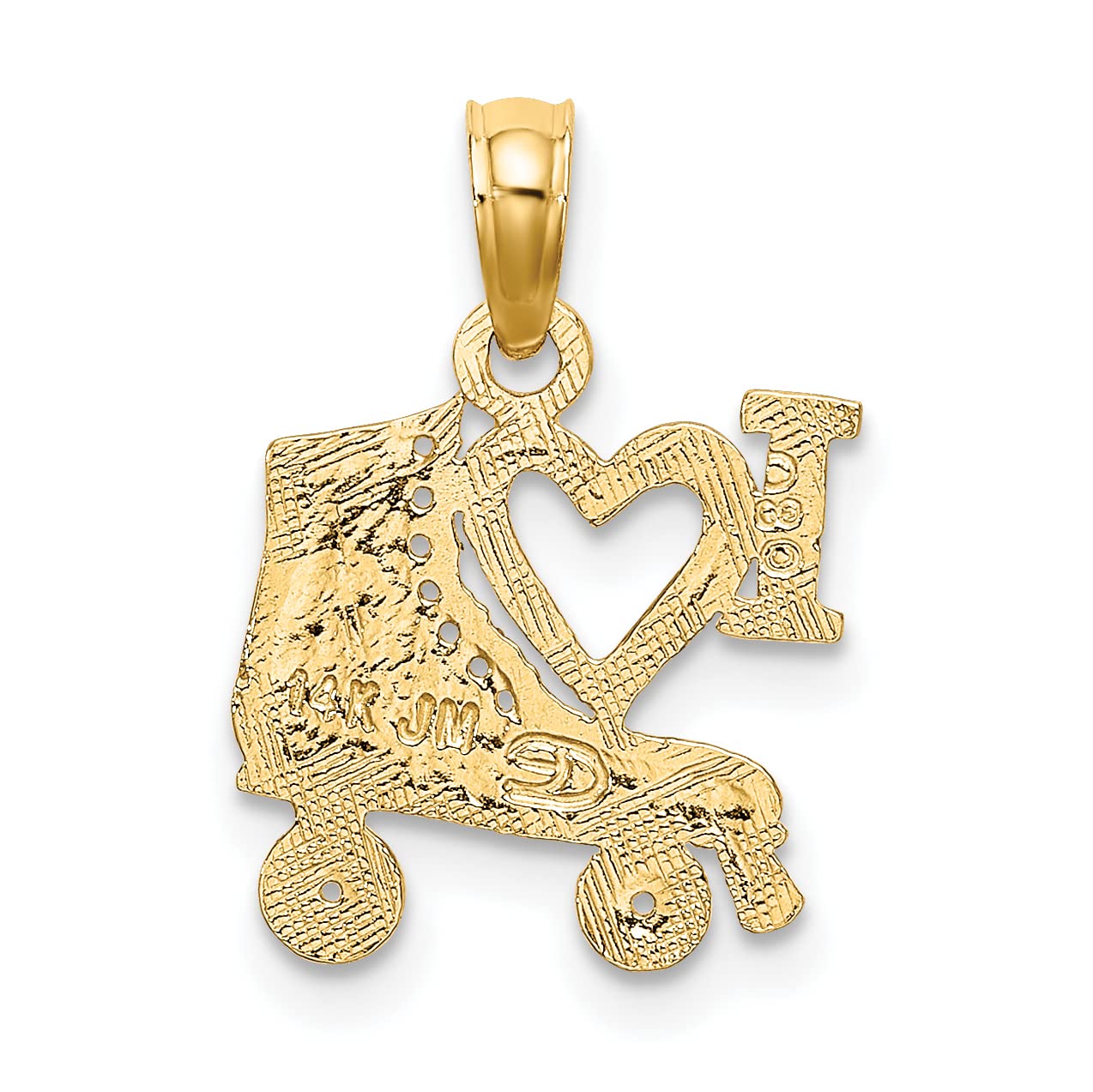 14k Yellow Gold I Heart Roller Skating Charm Pendant Necklace - Dainty Jewelry Gift for Skaters & Roller Derby Lovers - Perfect for Birthdays, Anniversaries & Everyday Wear