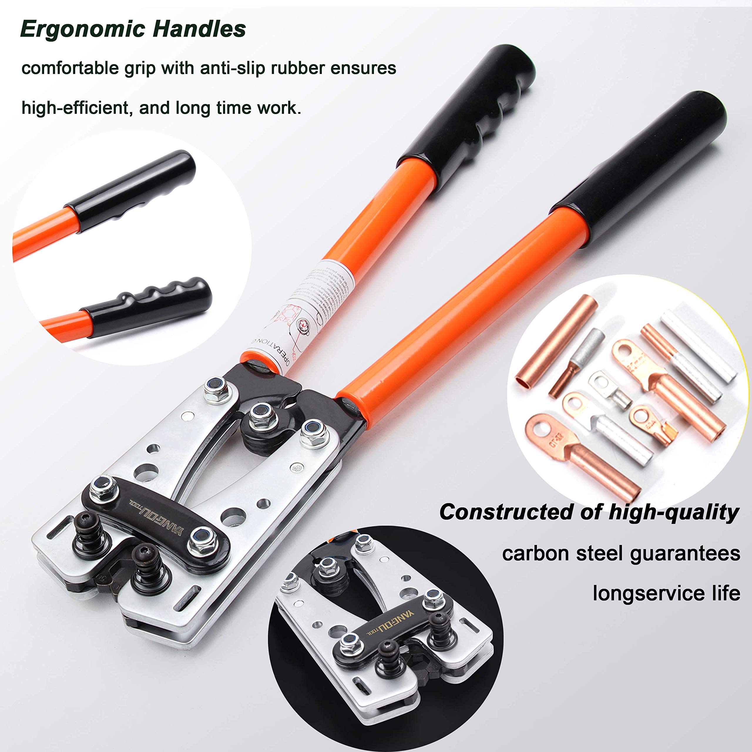 Professional Battery Terminal Cable Crimping Tool - AWG 1/0 to 10 Gauge - Heavy Duty Wire Lug Crimper for Large Electrical Connectors - Perfect for Car, Vehicle Maintenance & Electrical Repairs - Ideal for Mechanics, Electricians & DIY Auto Enthusiasts