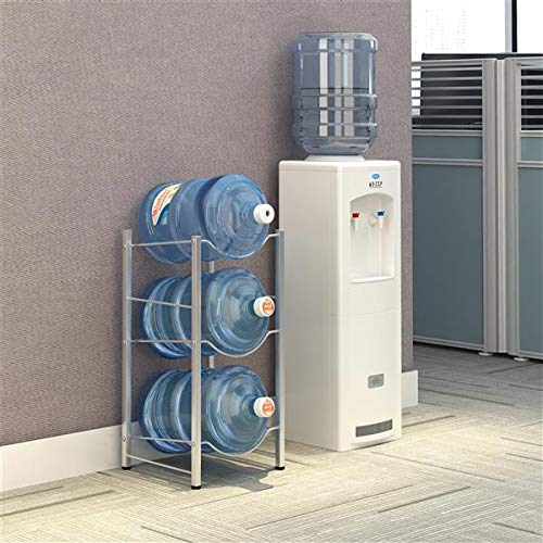 3-Tier Stainless Steel Water Bottle Storage Rack - Heavy Duty Water Cooler Jug Organizer for Kitchen, Office & Home - Space Saving Silver Shelf (Perfect for Pantry, Breakroom & Dorm Organization)