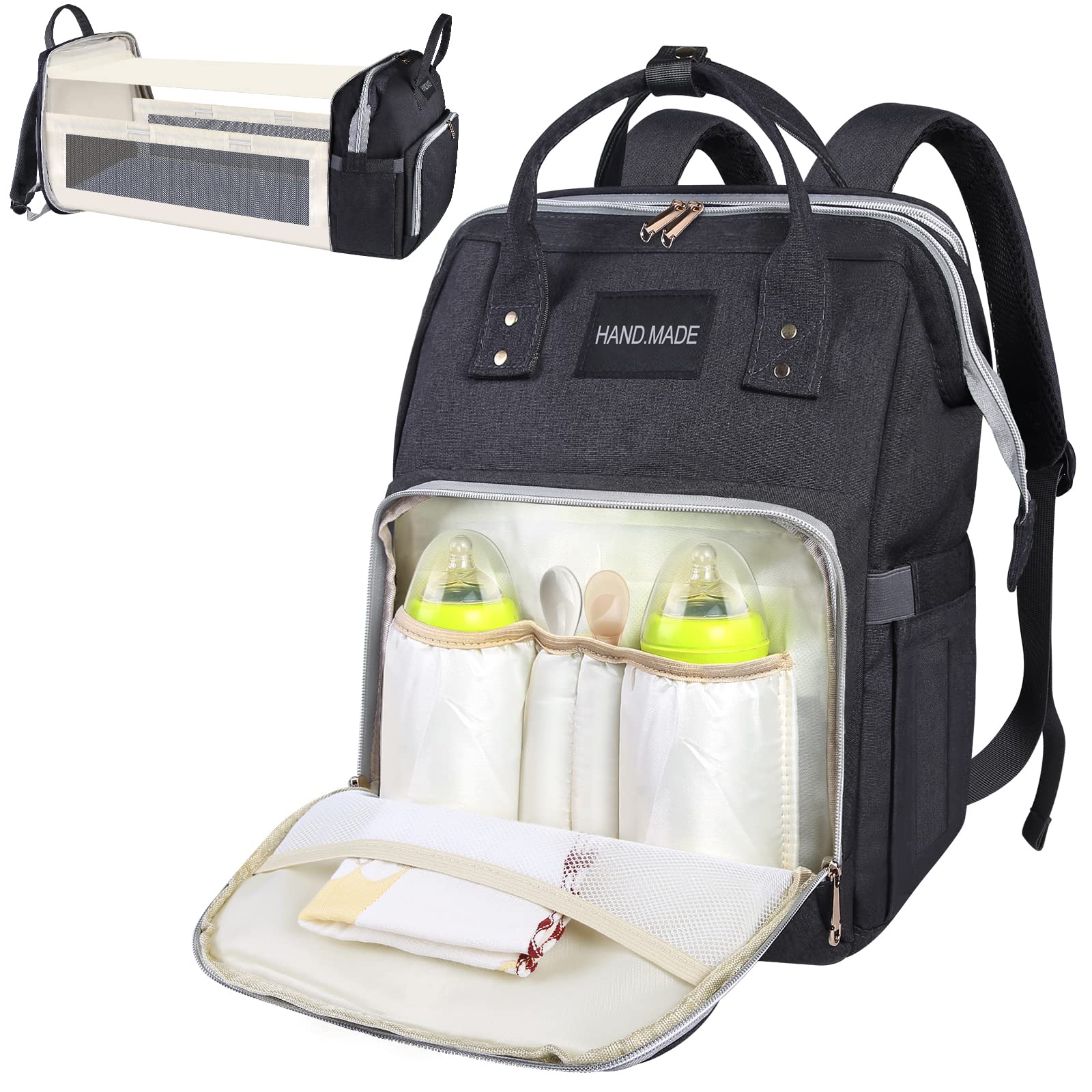 Waterproof Diaper Backpack with Changing Station - Multifunctional Baby Travel Bag for Parents | Perfect for Daycare, Outings & Airplane Travel