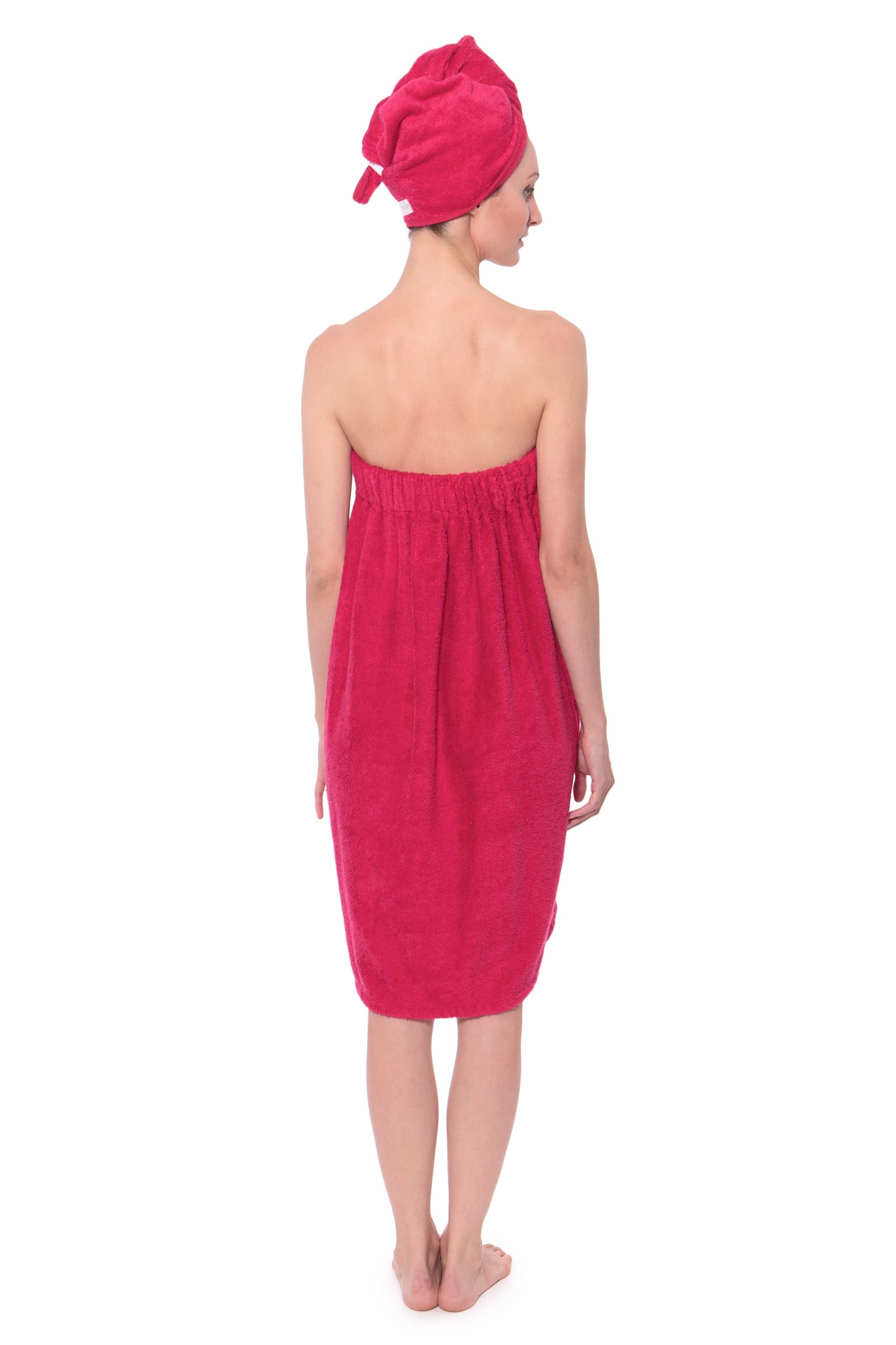 Women's Spa Towel Wrap Set - Soft Rayon Cotton Blend Bathrobe for Women, Rose Red (2X/3X) | Perfect for Beach, Pool & Relaxing at Home