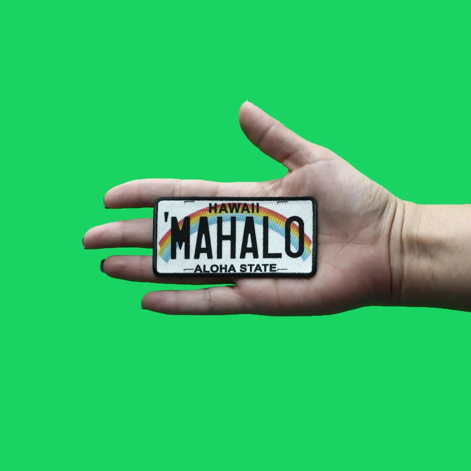 Hawaii Mahalo License Plate Patch - Aloha State Sublimated Iron On for Hats, Jackets & Bags - Perfect for Hawaiian Theme Parties & Souvenirs