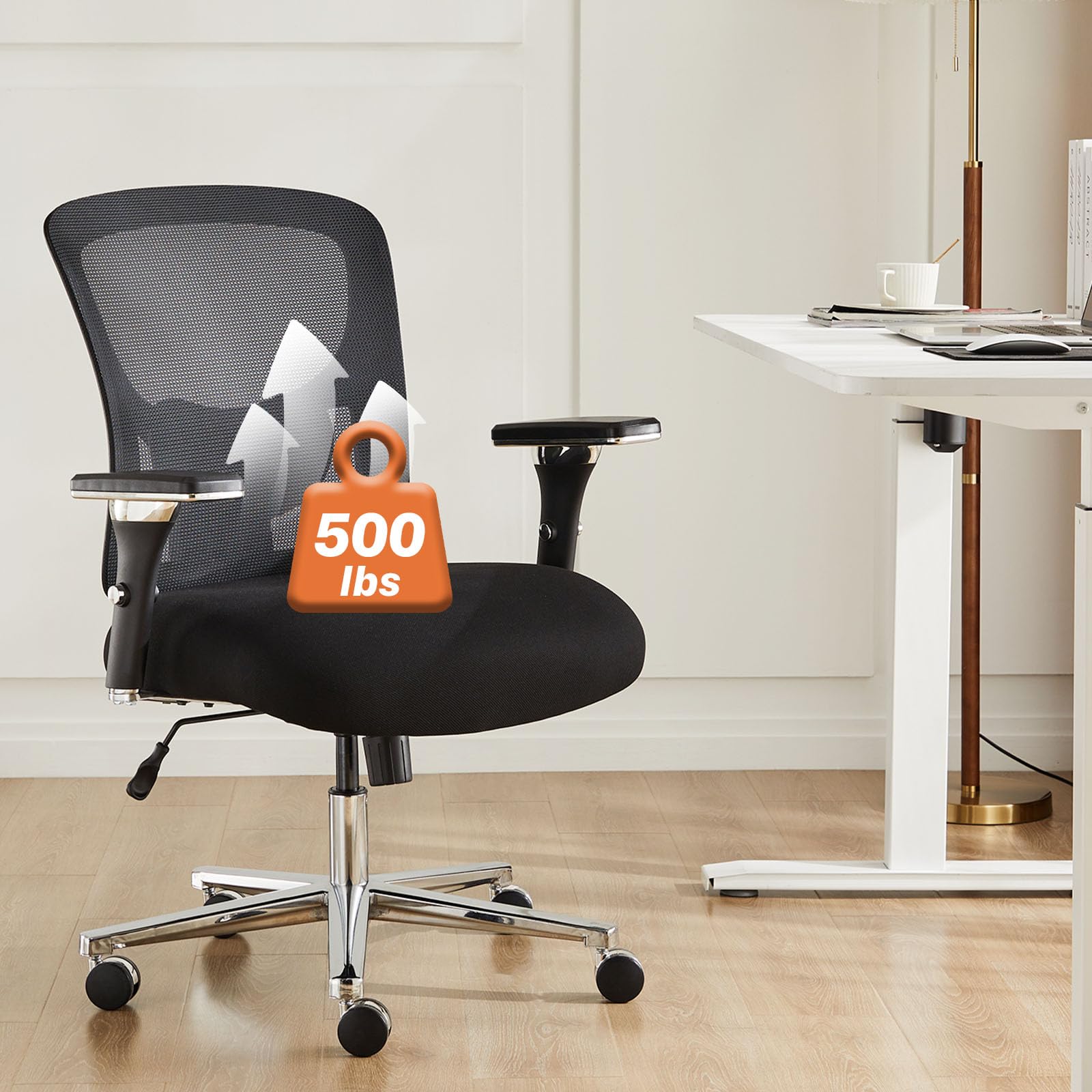Heavy Duty Big and Tall Office Chair 500lbs Capacity - Ergonomic Adjustable Lumbar Support, 3D Armrests & Smooth Rolling Wheels - Home & Executive Office Chair for Adults - Perfect for Long Work Hours & Gaming Sessions