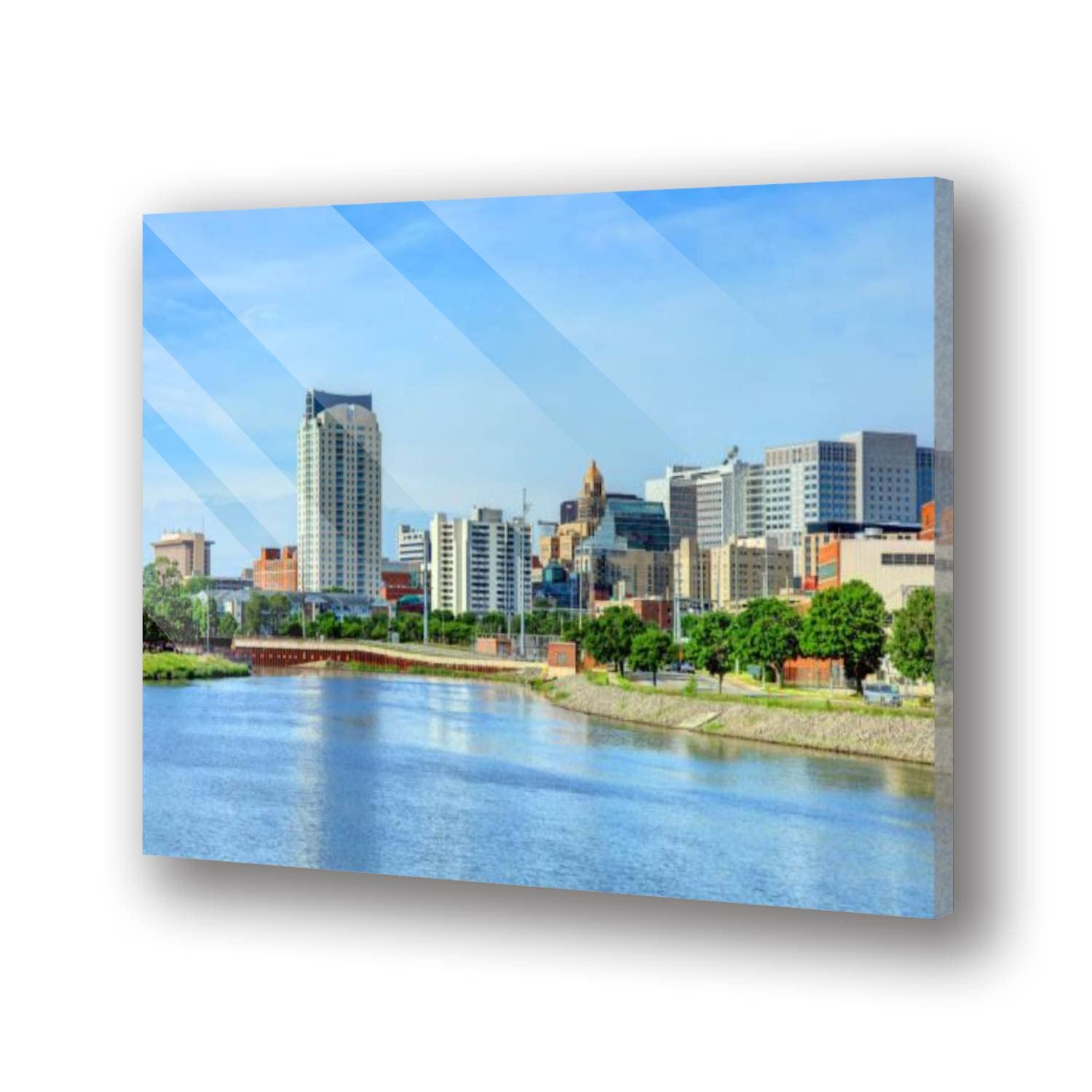 XEAJPJMGBQ Tempered Acrylic Glass Wall Art - Rochester Minnesota Waterfront Modern Picture Print, Floating Acrylic Artwork for Living Room, Bedroom & Office Decor | Perfect for Home, Office & Gift Giving