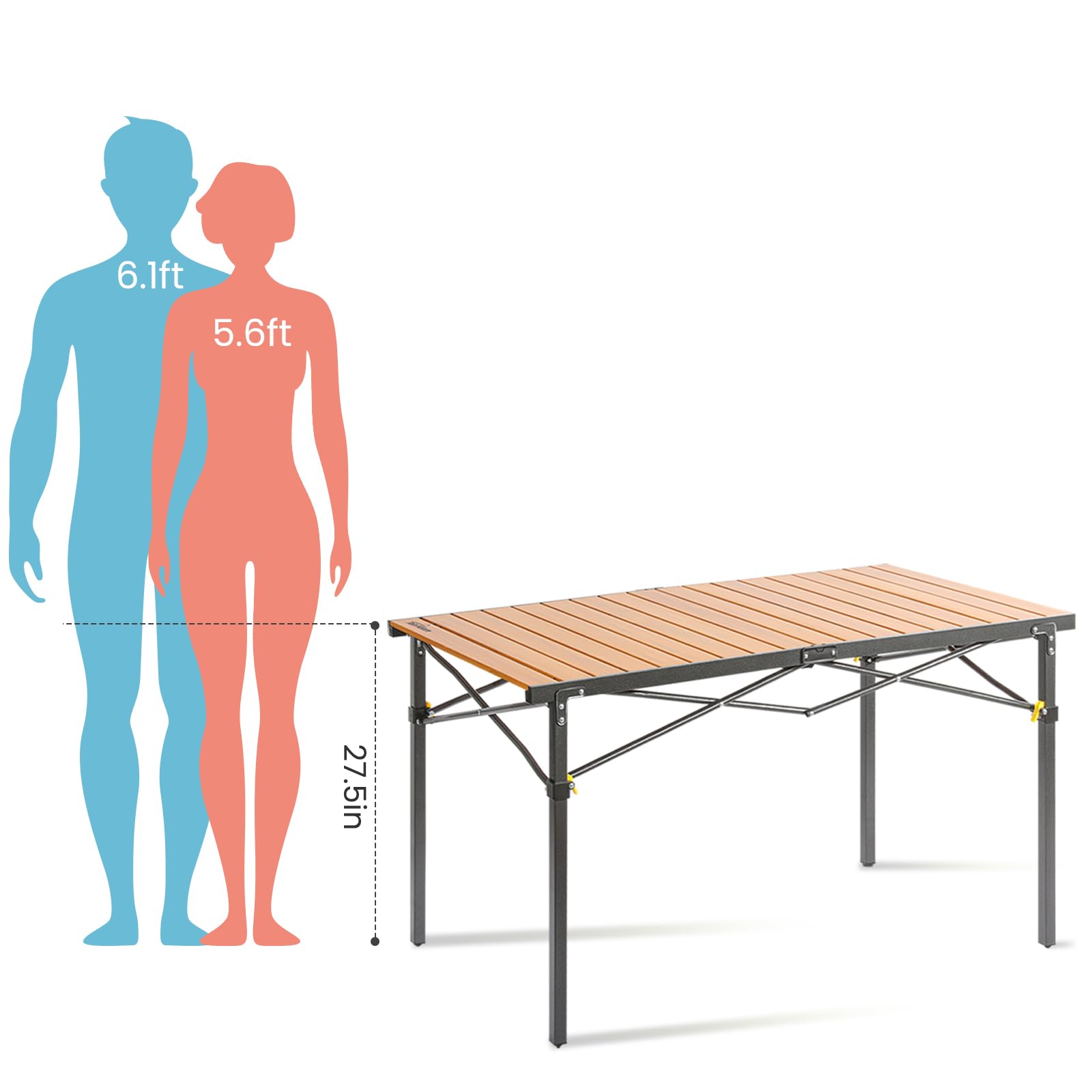 Portable Folding Camping Table for 2-6 People - Heavy Duty Aluminum Roll Top Picnic Table with Carry Bag - 220 lb Capacity for Outdoor, Travel, BBQ, Beach & Backyard Use