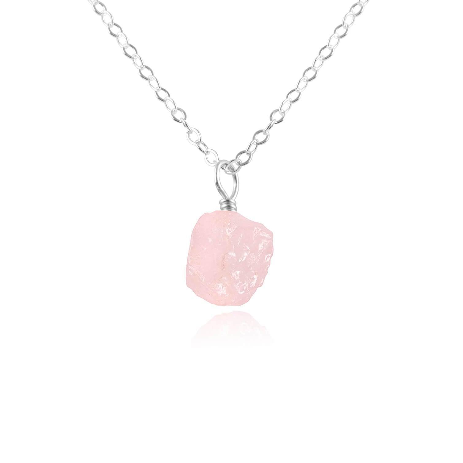 Tiny Raw Rose Quartz Pendant Necklace - Natural Healing Crystal Jewelry for Women - Perfect for Meditation, Yoga & Spiritual Gifts