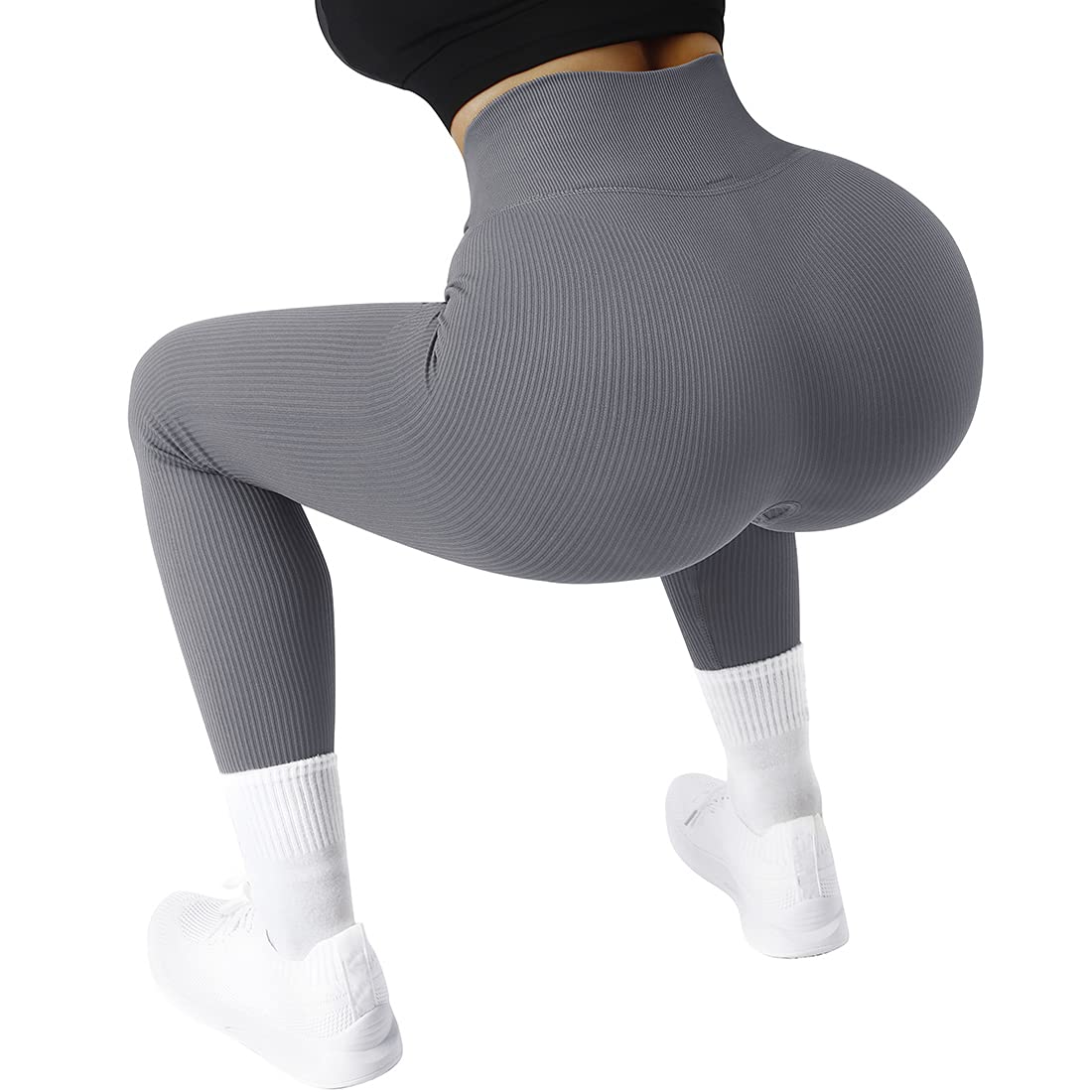 SUUKSESS Women's High Waisted Ribbed Seamless Leggings - Workout, Gym, Yoga Pants for Women - Perfect for Running, Pilates & Lounge Wear