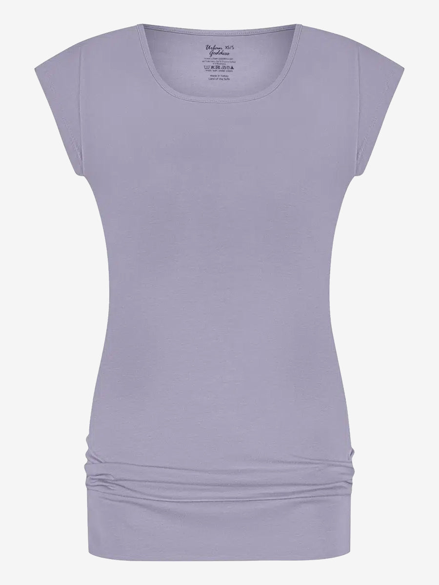Urban Goddess Asana Yoga Tee - Comfortable Women's Yoga Shirt in Lilac for Yoga, Meditation & Active Lifestyle