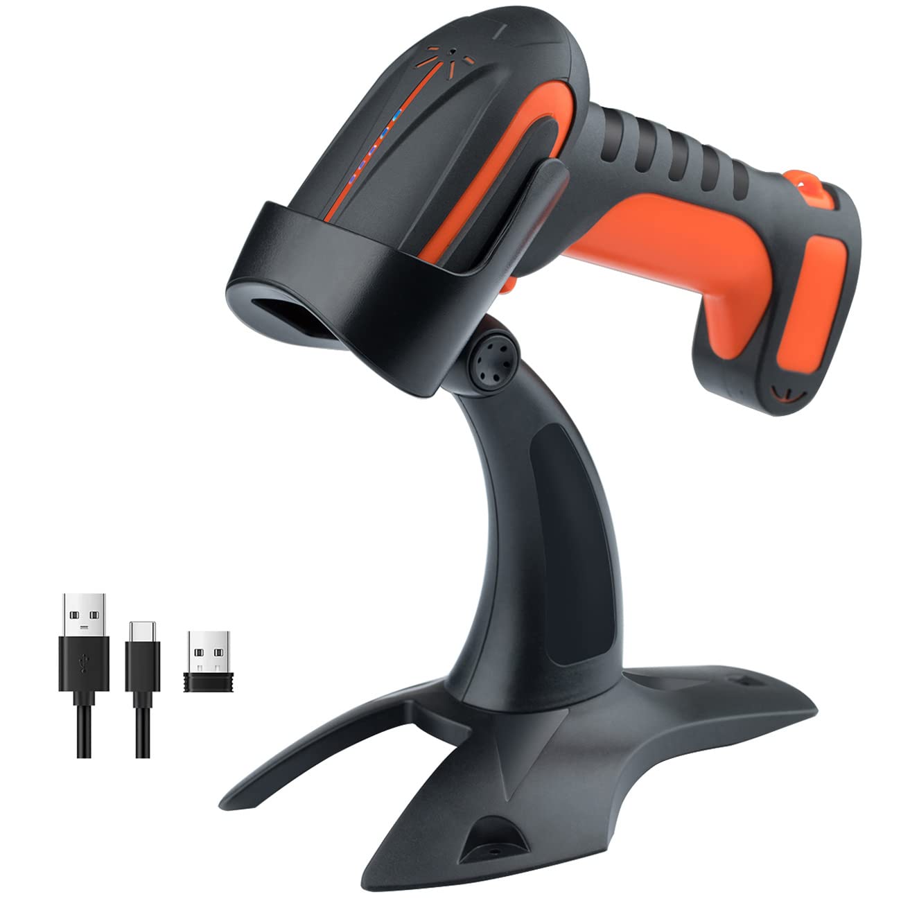 Tera Pro Industrial Wireless Barcode Scanner - 2D QR & 1D Barcode Reader with 2.4G Wireless, 2500mAh Battery, Bluetooth - Compatible with Windows, Mac, Android, iOS (Model 8100, Orange) - Ideal for Retail, Warehouse, and Inventory Management