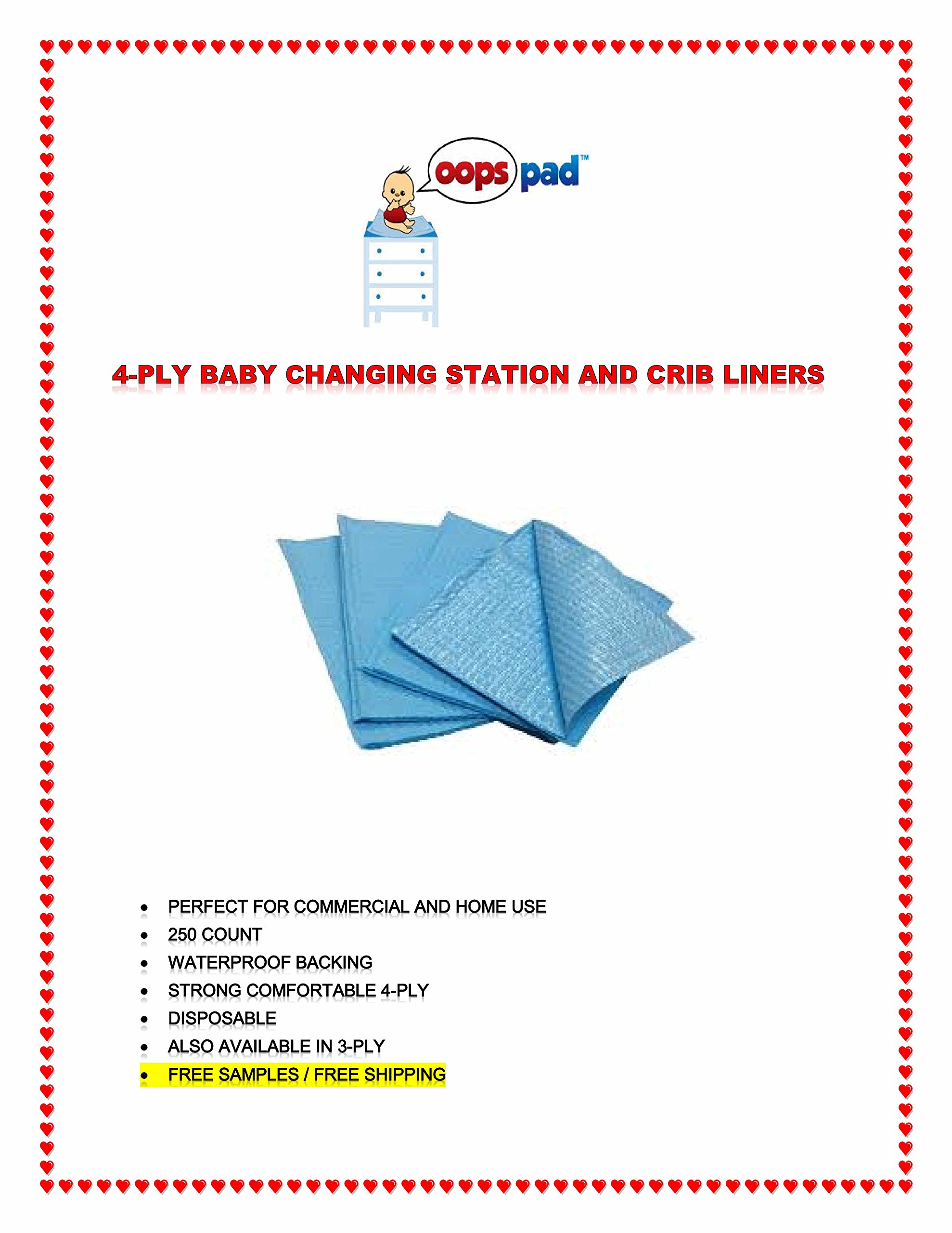 Premium 4-Ply Blue Disposable Changing Table Liners 500ct - Soft & Absorbent for Baby Diaper Changes - Free Samples Included - Ideal for Daycares, Nurseries & On-the-Go Parents