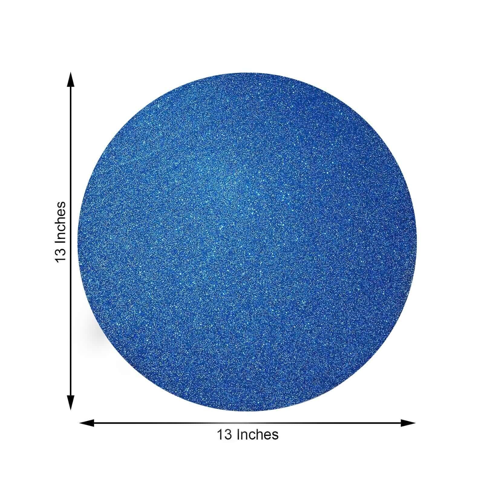 Efavormart 6 Pack Non-Slip Round Faux Leather Glitter Placemats - Royal Blue for Wedding, Banquet, Party, Kitchen & Dining Table Decor | Waterproof & Heat-Resistant for Everyday Use, Holiday Gatherings & Special Events