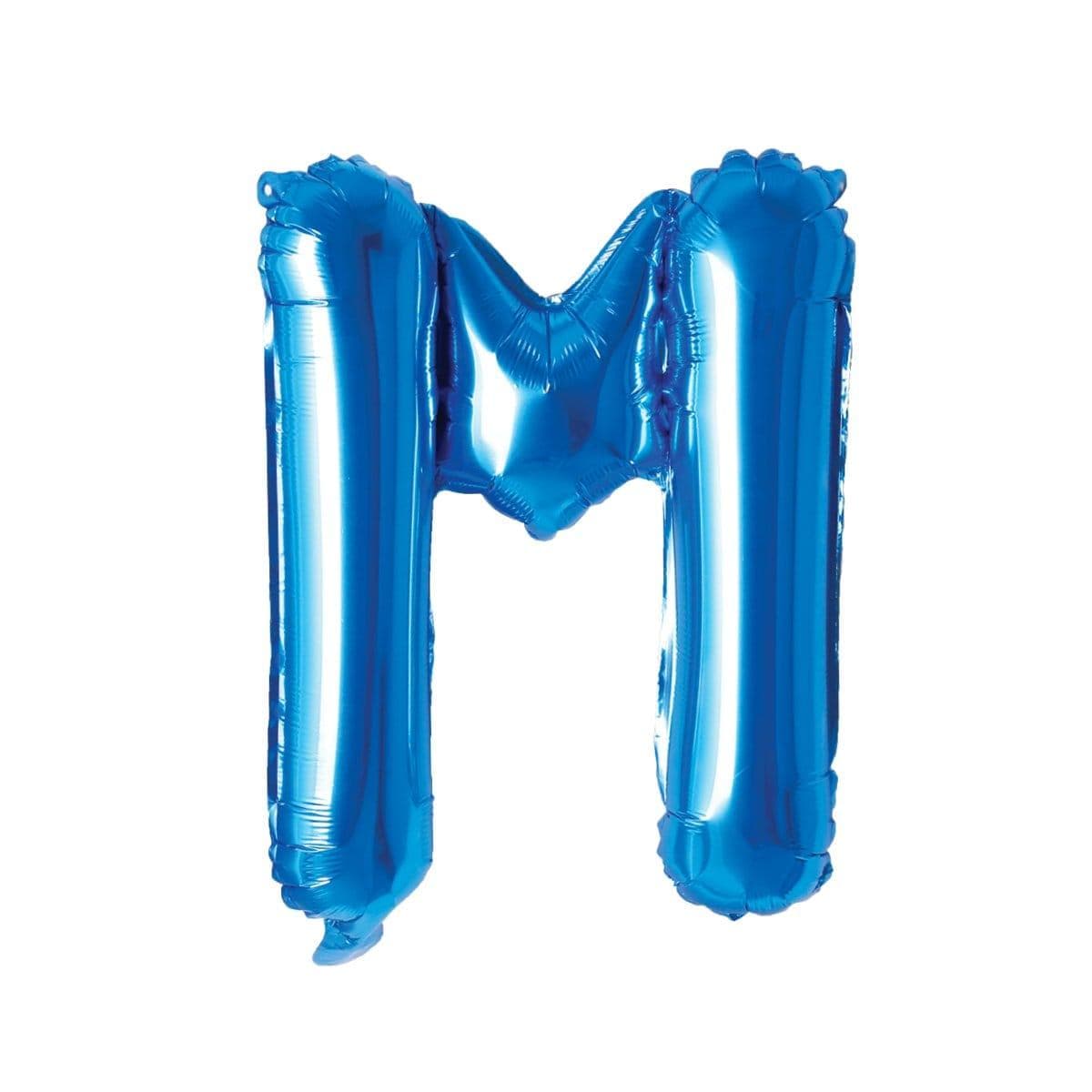 16 Inch Blue Letter M Foil Balloon for Birthday Parties, Baby Showers & Celebrations - Alphabet Decoration & Party Supplies