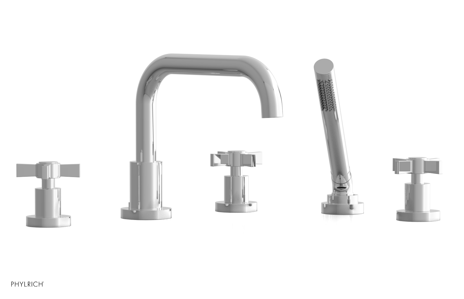 Premium Deck Tub Set with Hand Shower - Blade Cross Handles D2139D1 | Outdoor Bathing Solution for Patio, Garden & Poolside Relaxation