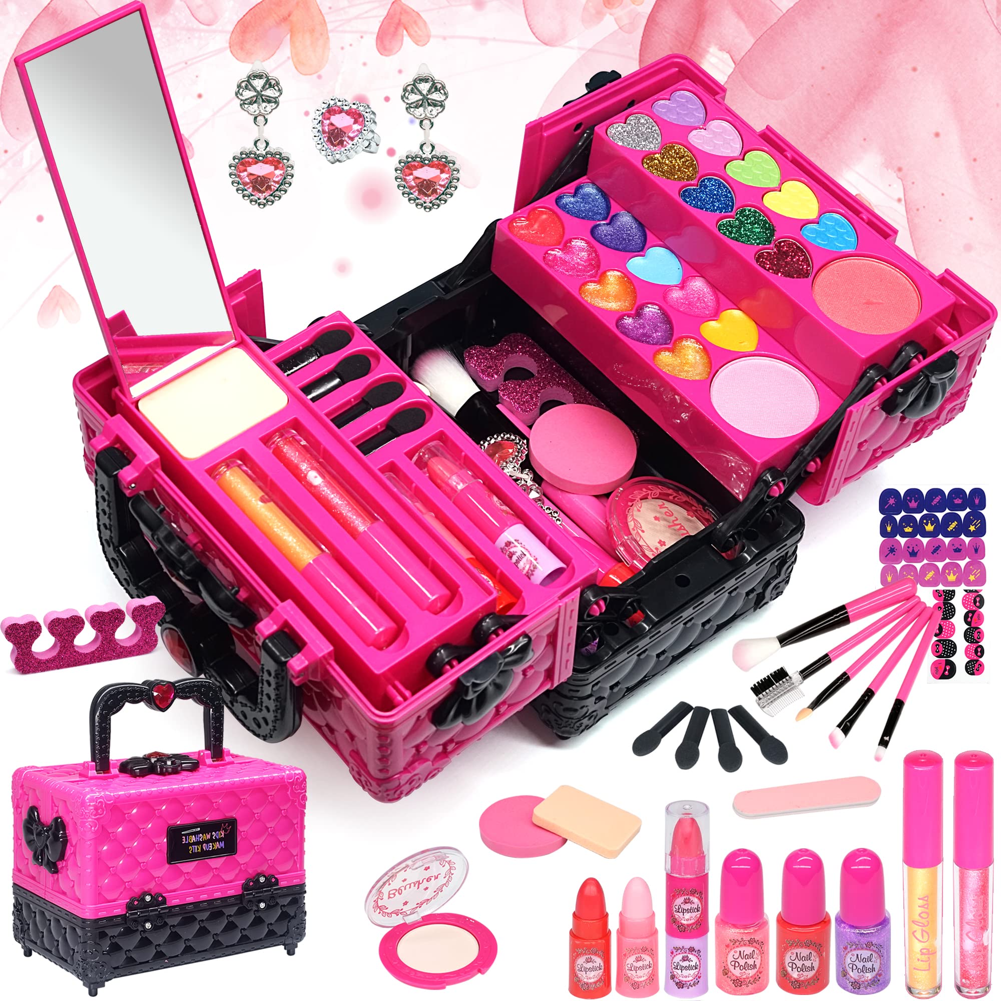 **Washable Kids Makeup Kit for Girls - Non-Toxic & Safe Cosmetic Toy Set, Perfect for Pretend Play, Dress-Up & Birthday Gifts (Ages 4-12)** - Ideal for Parties, Role-Playing & Creative Fun!
