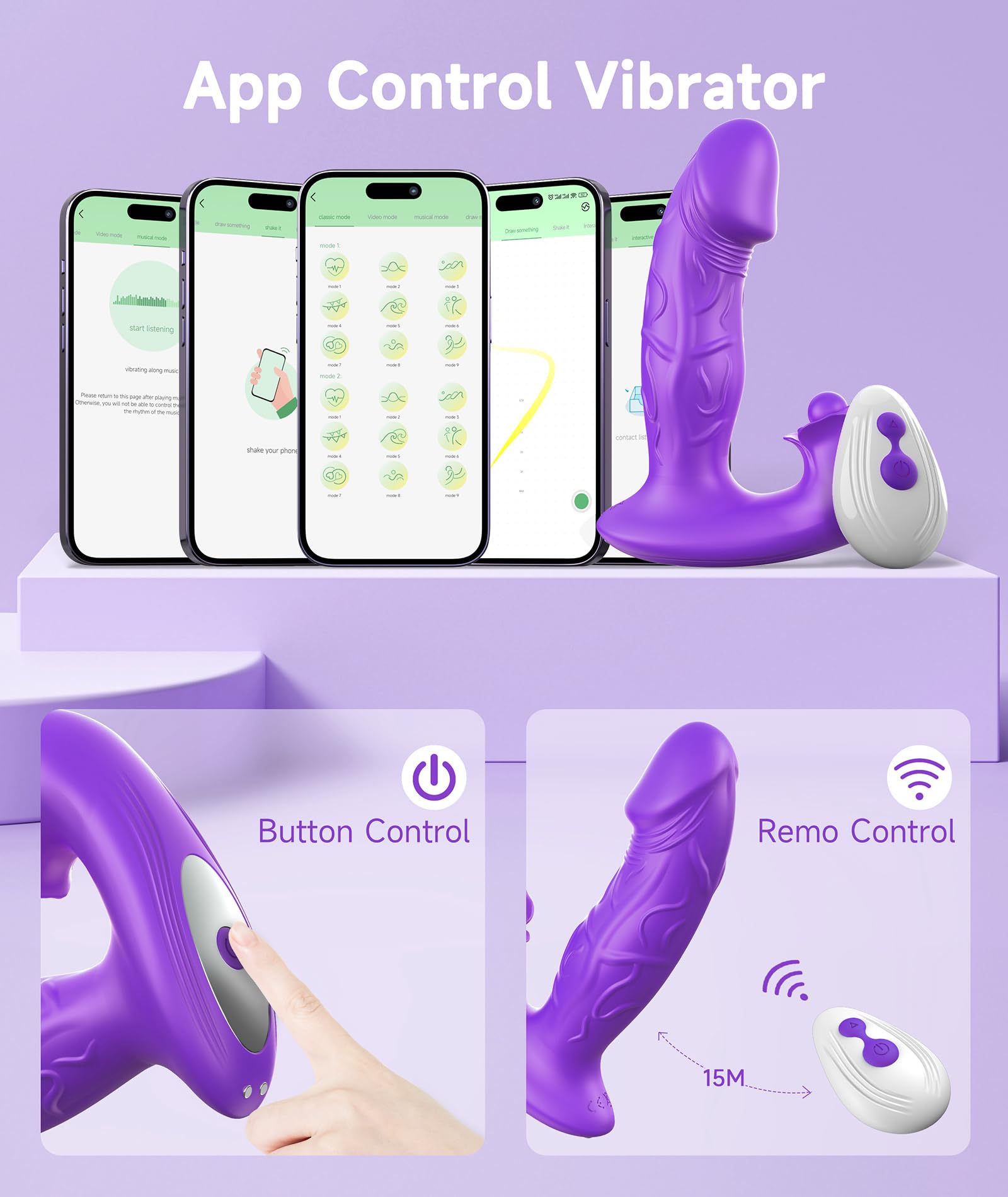 Premium 3-in1 App Remote Control Vibrator for Women - 9 Vibration & 9 Tapping Modes, Wearable G-Spot & Clitoral Stimulator, Couples Sex Toy for Long Distance Play (Purple) | Perfect for Solo Play, Couples Fun & LDR Intimacy