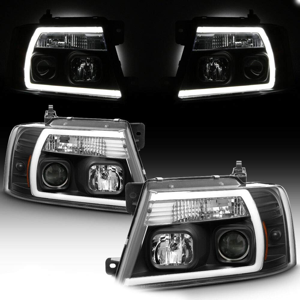 UGJGXAI 2004-2008 Pickup Truck Black Full LED DRL Tube Projector Headlights Set - Upgrade Your Night Driving & Off-Road Adventure Lighting