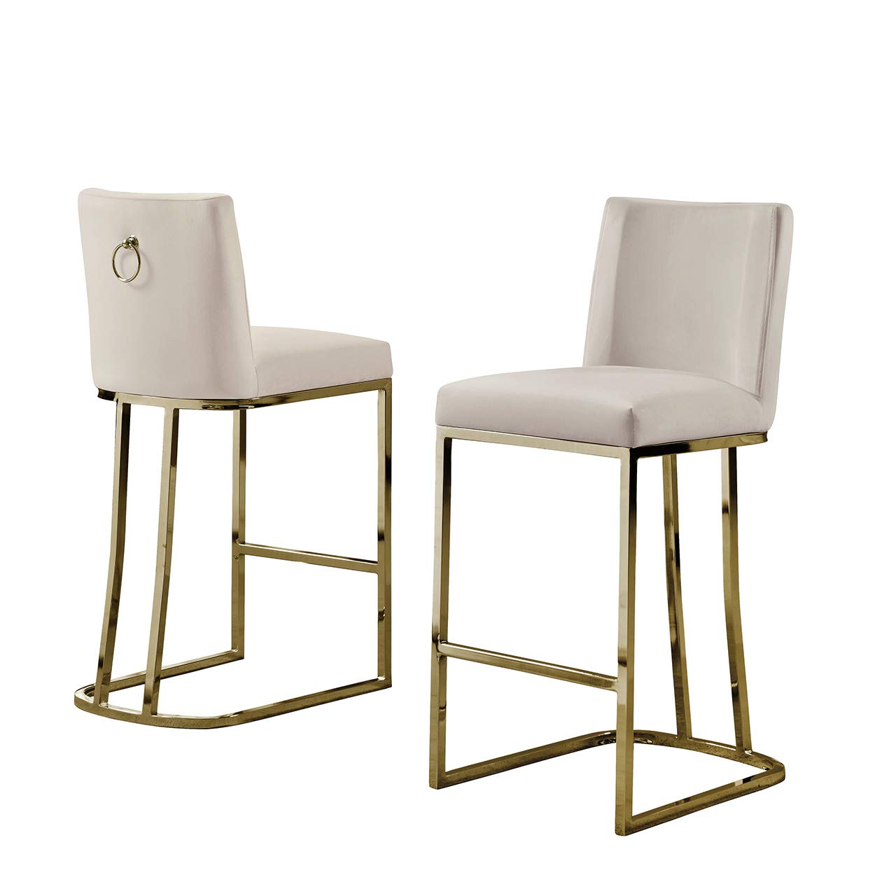 Premium Counter Height Bar Stools - Beige Upholstered Dining Chairs for Kitchen Island, Breakfast Nook & Home Bar - Comfortable & Stylish Seating Solution
