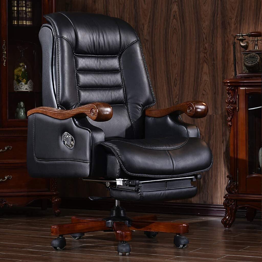 Ergonomic Executive Office Chair with Adjustable Swivel, Lumbar Support & Footrest - High Back Leather Computer Desk Chair for Home & Business Use - Perfect for Long Work Hours, Gaming & Conference Rooms
