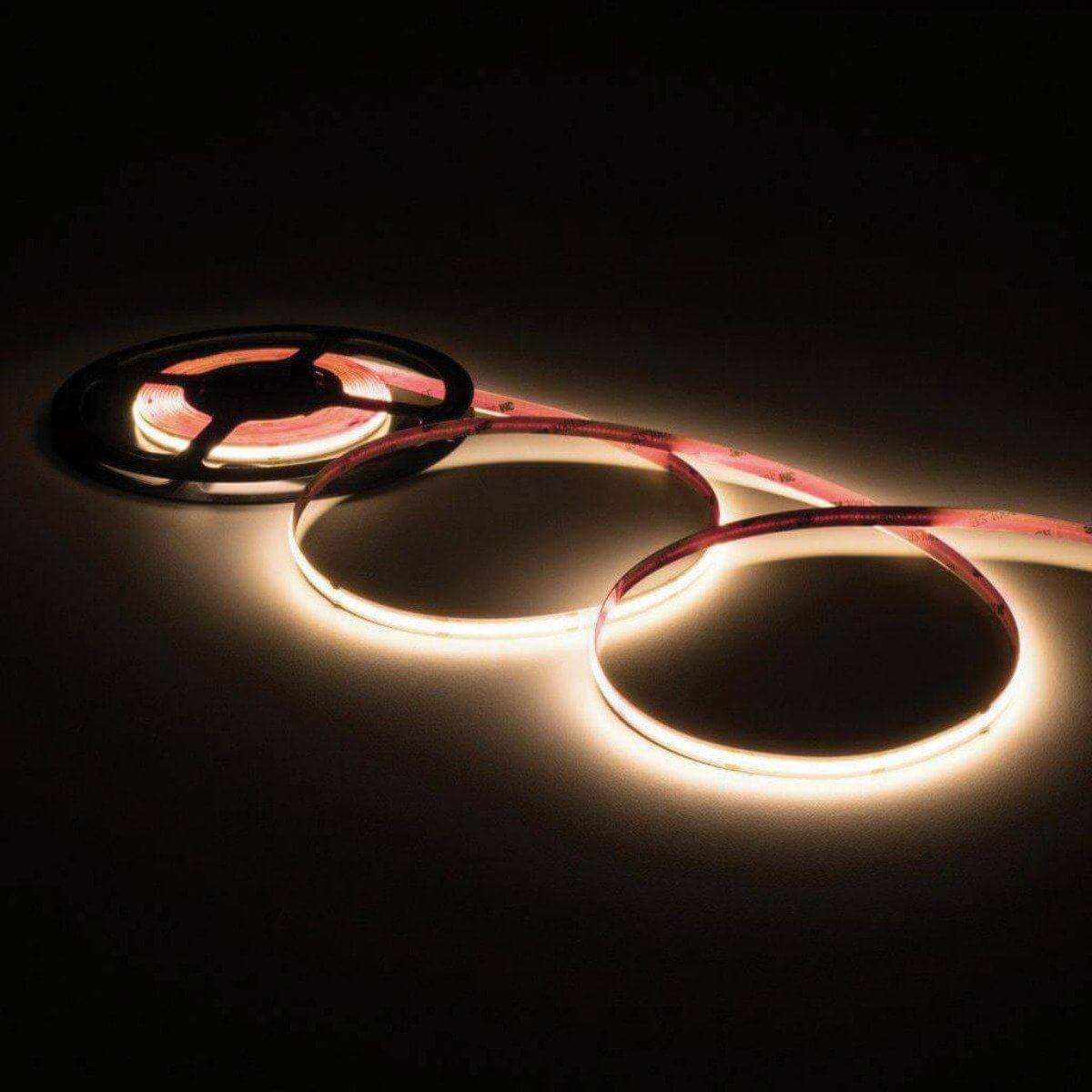 24V COB LED Strip Light 16.4ft/5m - Ultra Bright, Dotless Design, Adjustable White Tones (3000K-6000K) - Perfect for Home Decoration, Under Cabinet Lighting, and Commercial Display