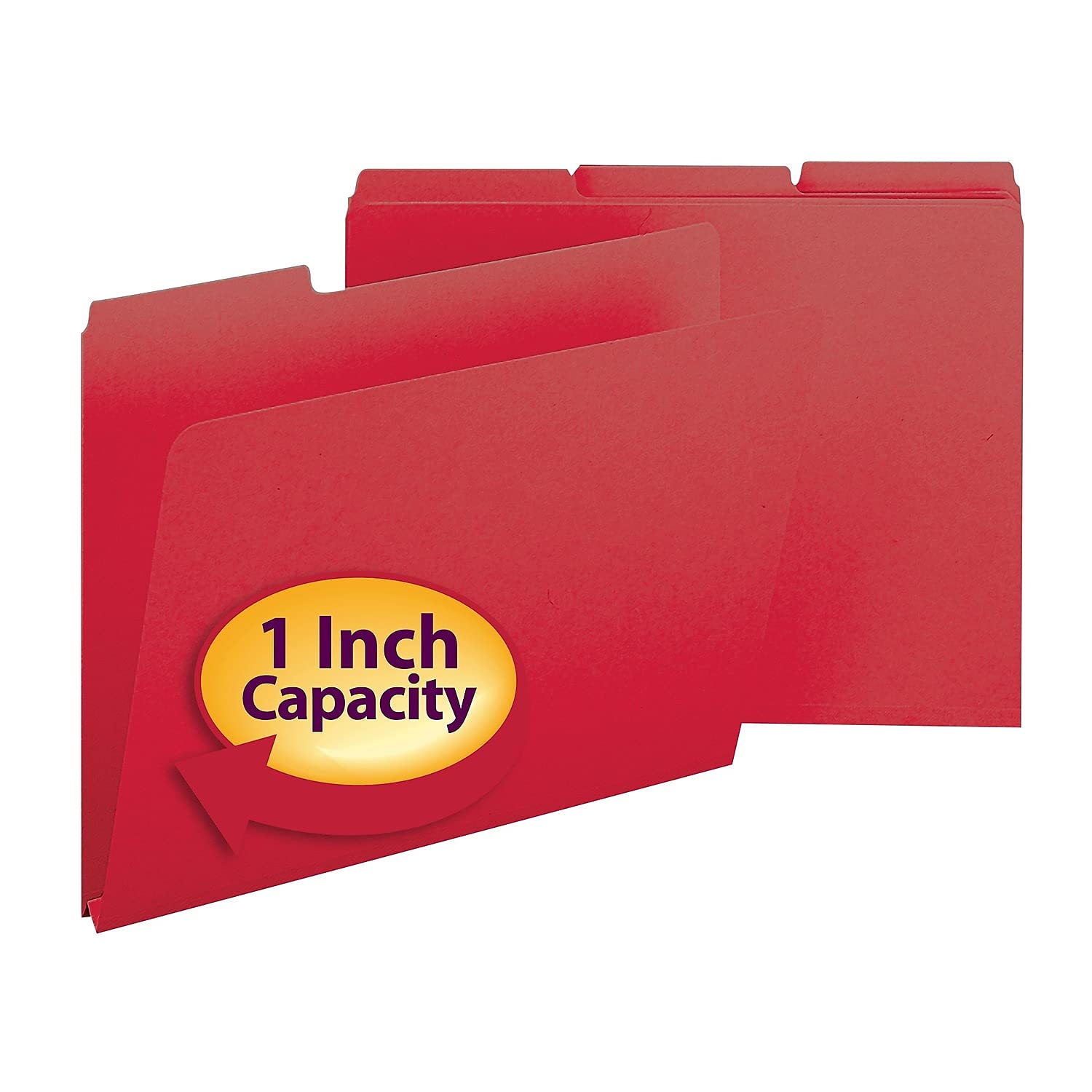 Smead 21538 1-Inch Expansion Recycled File Folders - 1/3 Top Tab Letter Size, Bright Red (25/Box) - Perfect for Office Organization, Document Storage & Filing Systems