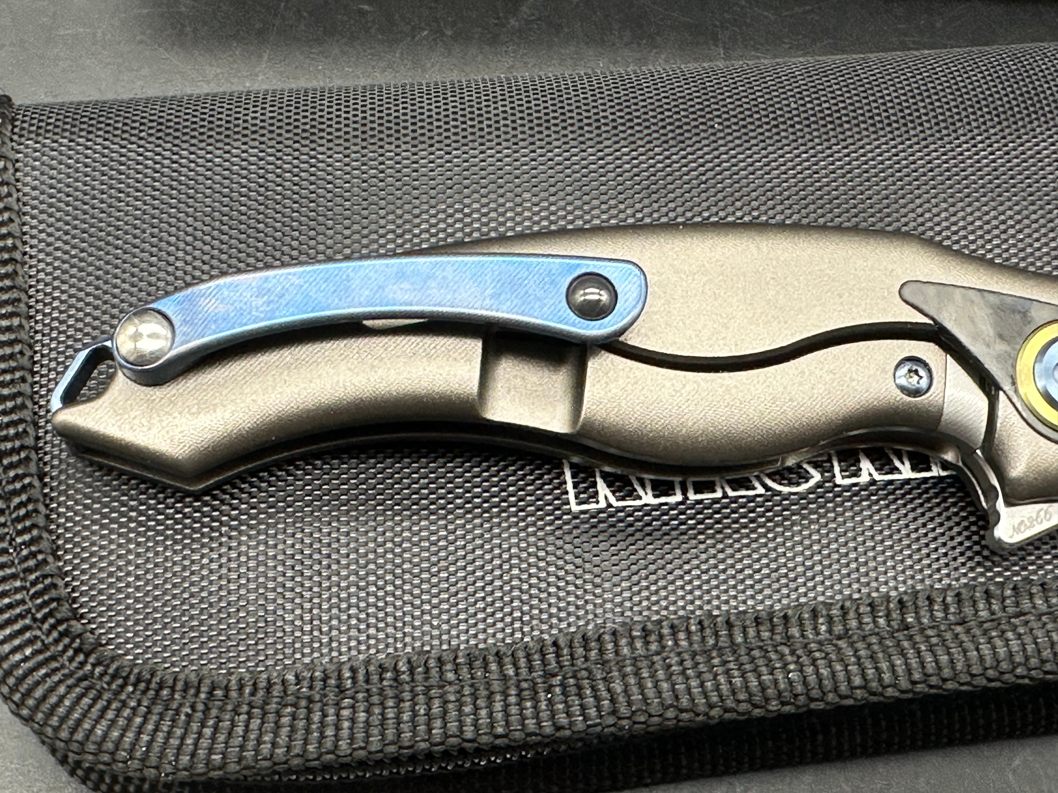 Rike Knives Unicorn Folding Pocket Knife - M390 Steel Blade, Black/Blue Carbon Fiber Handle - EDC, Outdoor, Camping, Hunting, Survival Gear