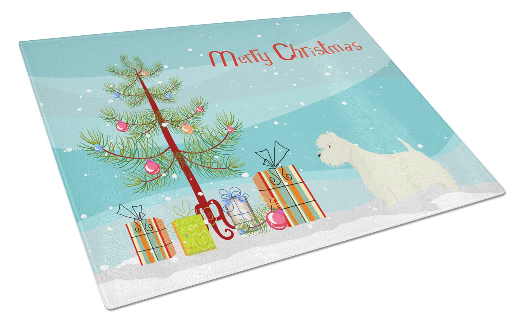 Westie Christmas Tree Tempered Glass Cutting Board - Large Decorative Kitchen Chopping & Serving Board for Holiday Entertaining | Caroline's Treasures CK3569LCB | Perfect for Christmas Dinner Prep & Festive Food Presentation