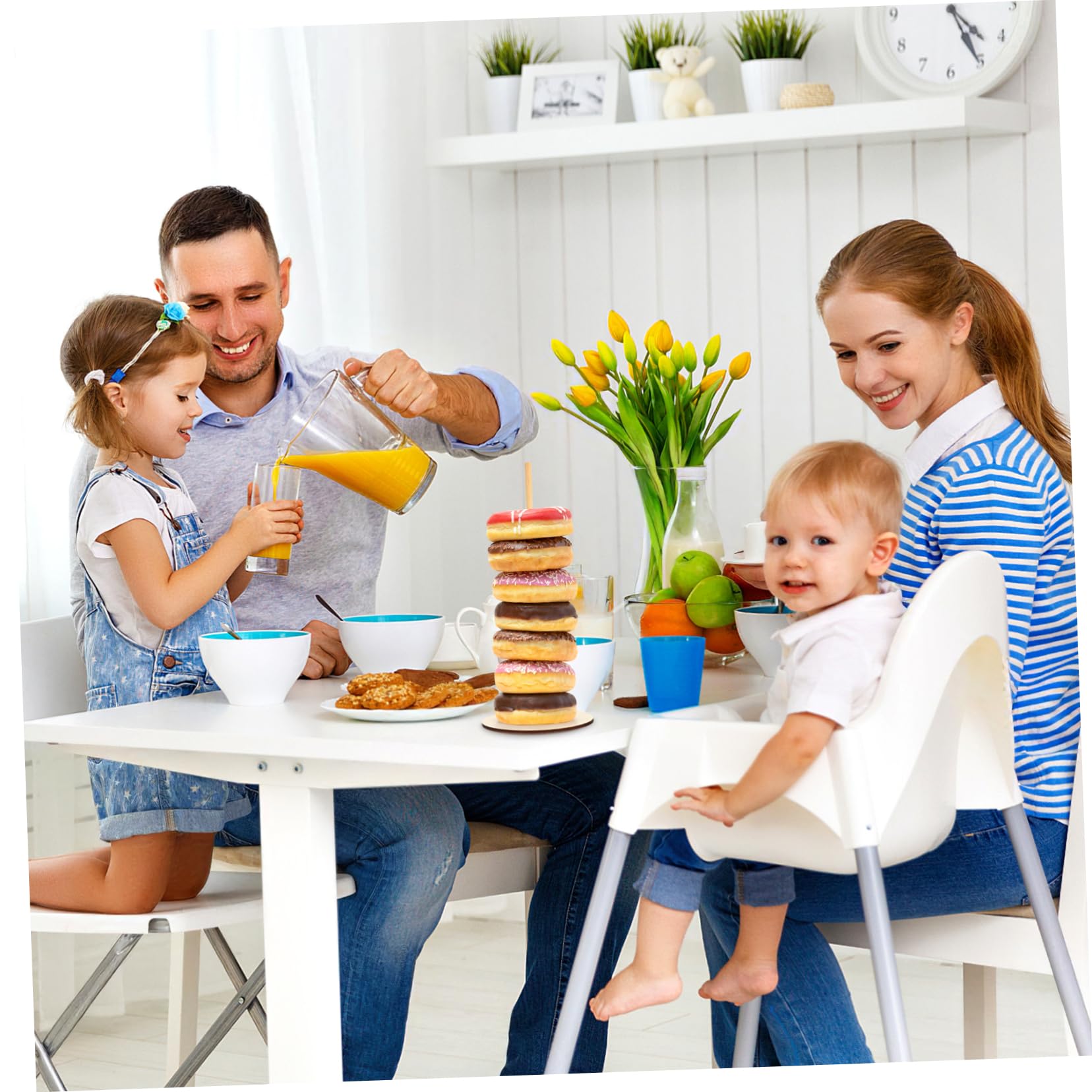 Amosfun Wooden Donut Stand - 3-Piece Bagel and Doughnut Display Rack for Desserts, Sweet Carts, Weddings & Birthday Parties | Perfect for Bakery Shop, Cafe Display, and Home Kitchen Decor