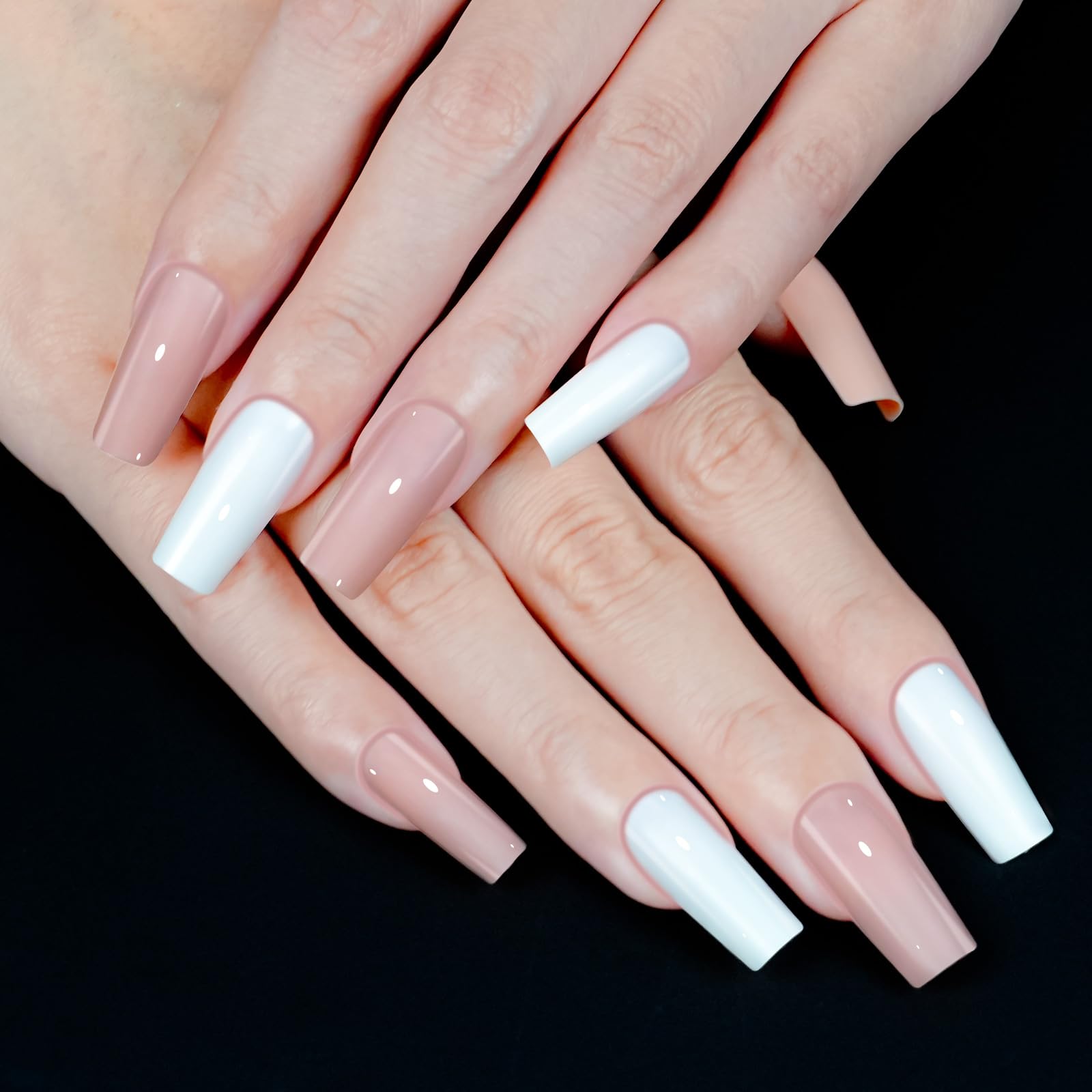 576PCS 24 Color Long Coffin Press On Nails Kit - Ballerina Glossy Fake Nails with Stickers, Acrylic Square Nail Art for DIY Manicure - Perfect for Parties, Weddings & Special Occasions