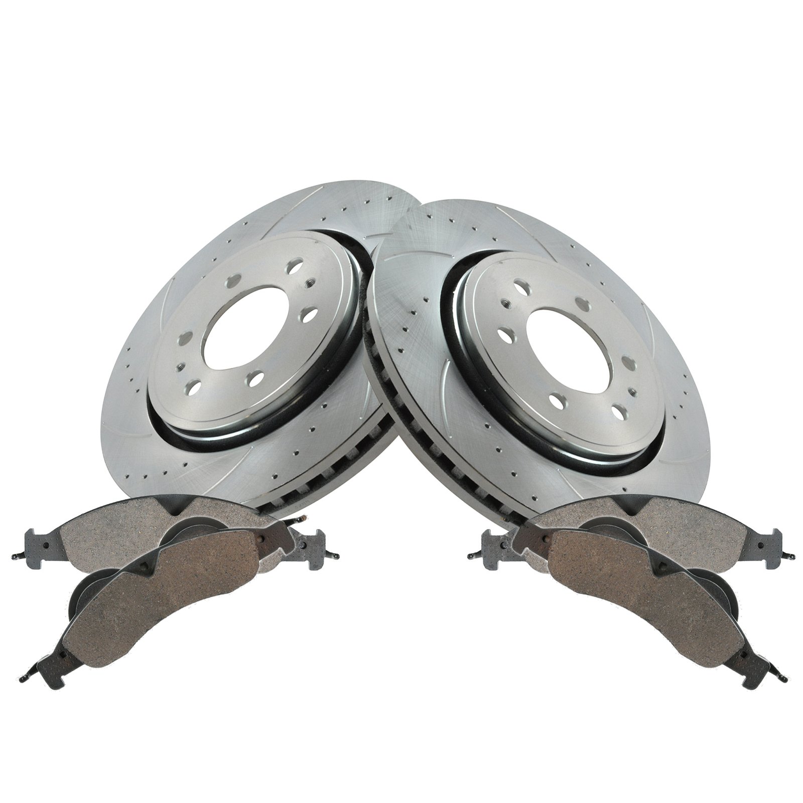 High-Performance Drilled & Slotted Brake Rotor Kit with Ceramic Pads - Front Brake Upgrade for Cars, Trucks & SUVs | Ideal for Racing, Towing & Daily Driving