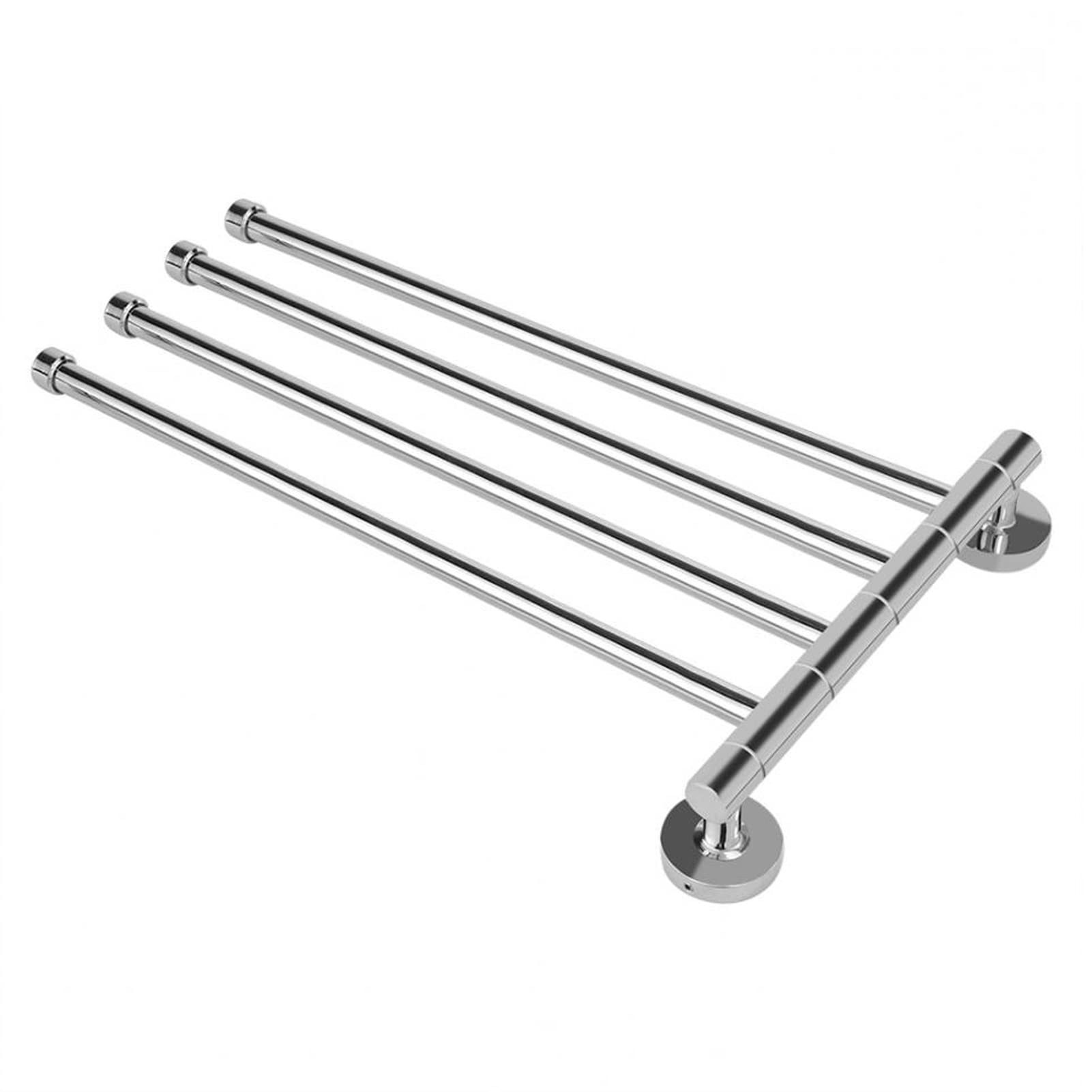 4-Swing Arm Stainless Steel Towel Rack - 180° Rotation Wall Mounted Bathroom & Kitchen Organizer (14.17 Inch, Silver) - Perfect for Bathrooms, Kitchens, Laundry Rooms & Spa Areas