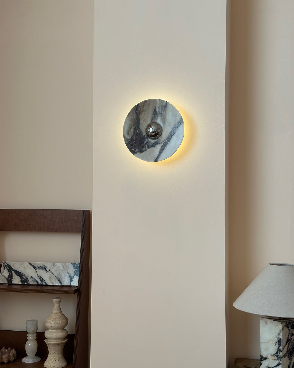 Calacatta Marble Wall Sconce Light - Modern Gold Finish Bathroom Vanity Lighting for Bedroom, Hallway & Living Room Decor