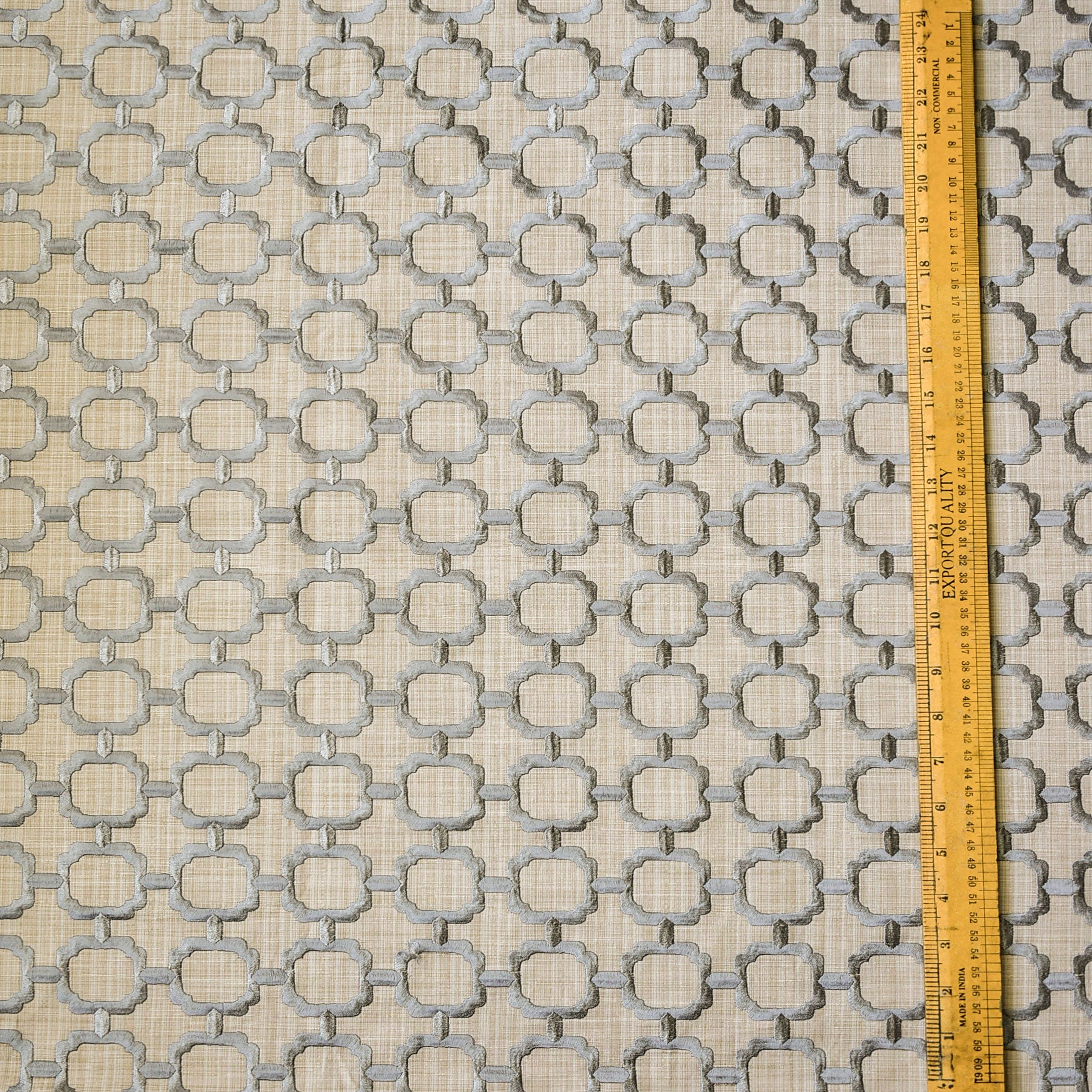 Beige Medallion Geometric Cotton Embroidered Curtain Panels - Elegant Window Treatments for Living Room, Bedroom & Home Decor