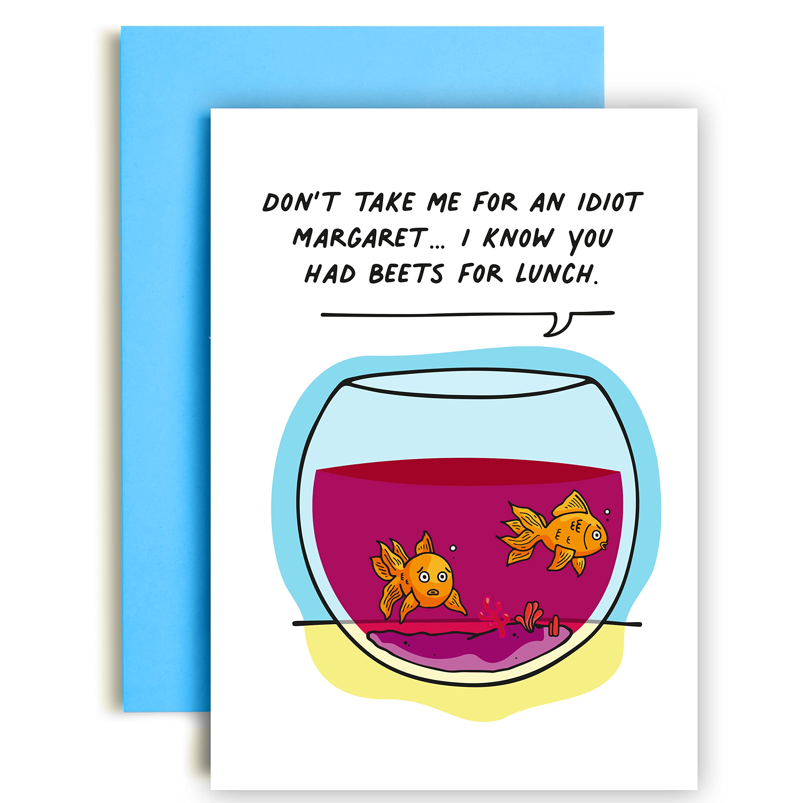 Huxters 'Did You Have Beets For Lunch?' Funny Birthday Card - Humorous Gift for Women, Men, Friends, Mum or Dad - A5 Size Goldfish Design - Perfect for Birthday Celebrations, Office Gifts & Special Occasions