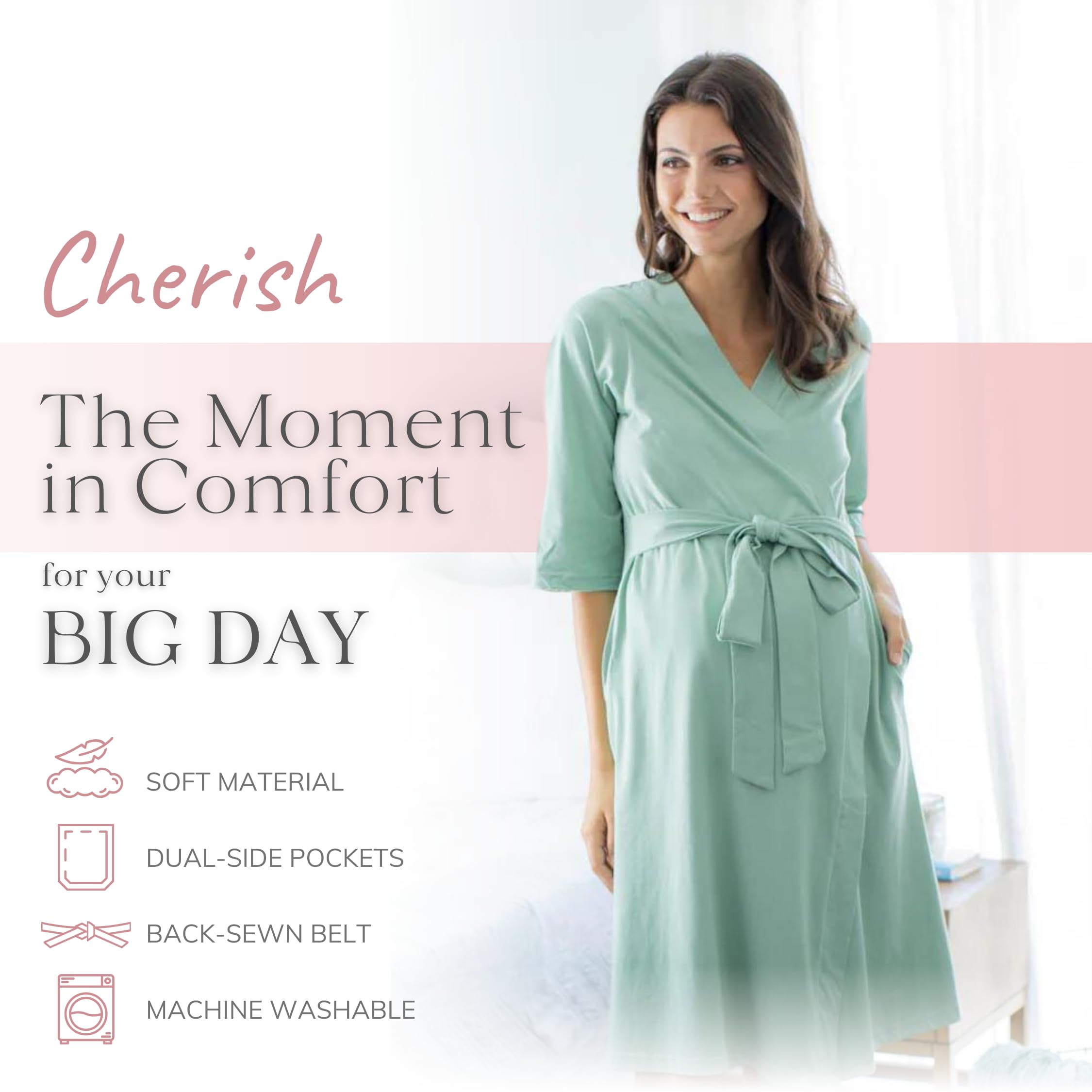 Mommy & Me Maternity Robe Set - Labor & Delivery Gown with Matching Swaddle for Newborns - Perfect Hospital Outfit