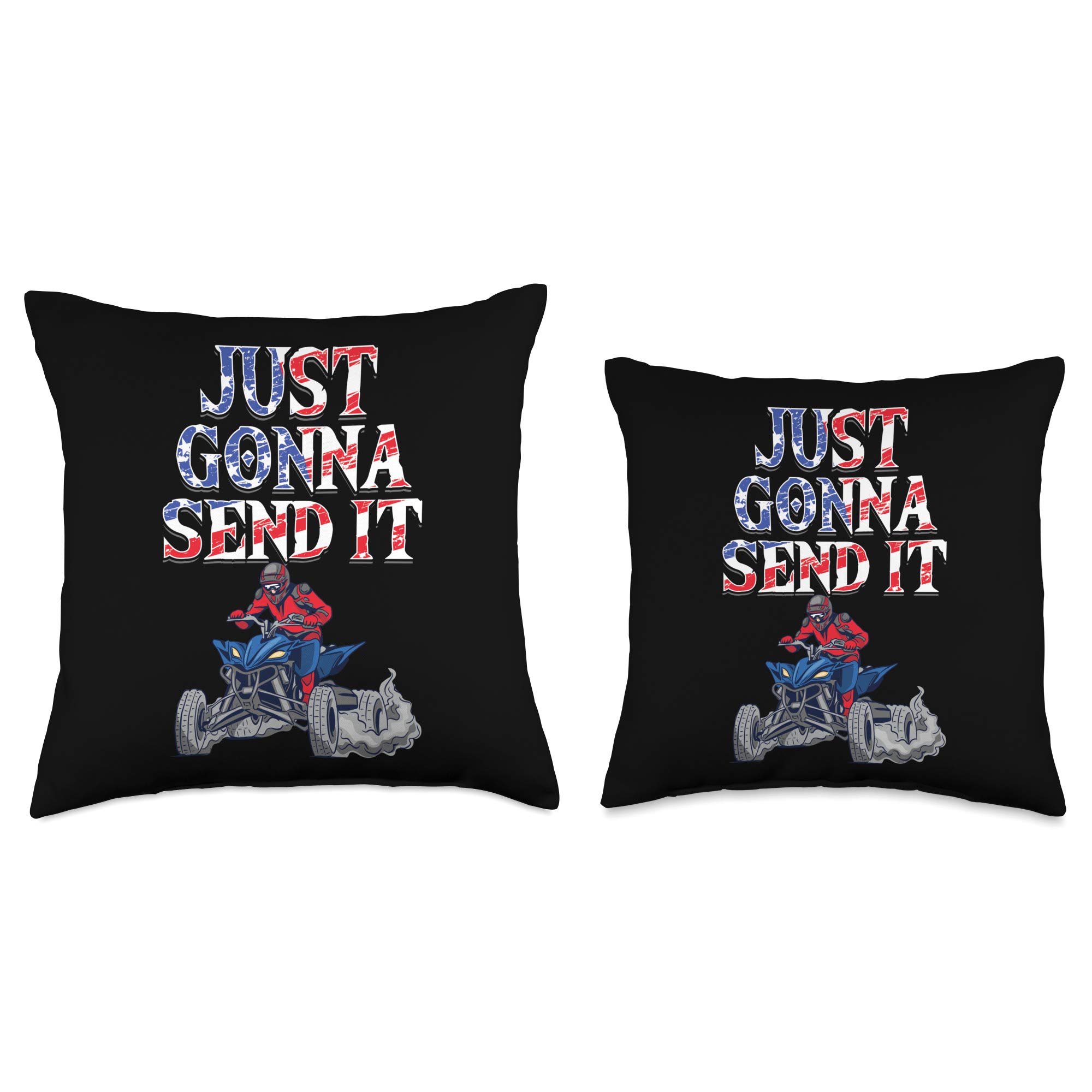 USA Flag ATV Quad Rider Throw Pillow for Extreme Sports Fans