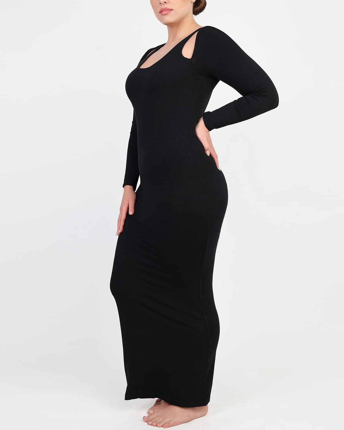 Stylish Cozy Ribbed Shoulder Cut Out Bodycon Dress for Women | Perfect for Date Night, Parties & Evening Events
