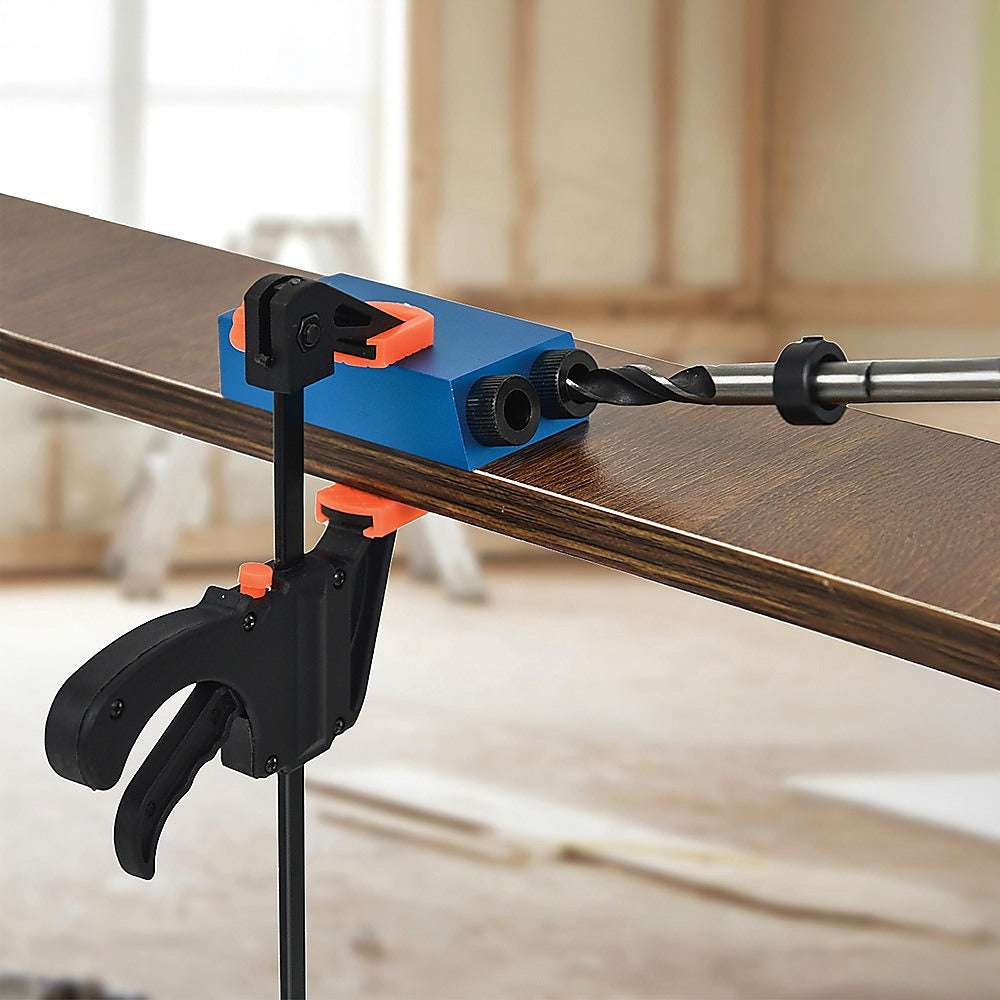 14X Pocket Hole Jig Kit - Professional Woodworking Drill Guide with Hole Locator & F Clips for DIY Projects, Furniture Making, and Carpentry Work