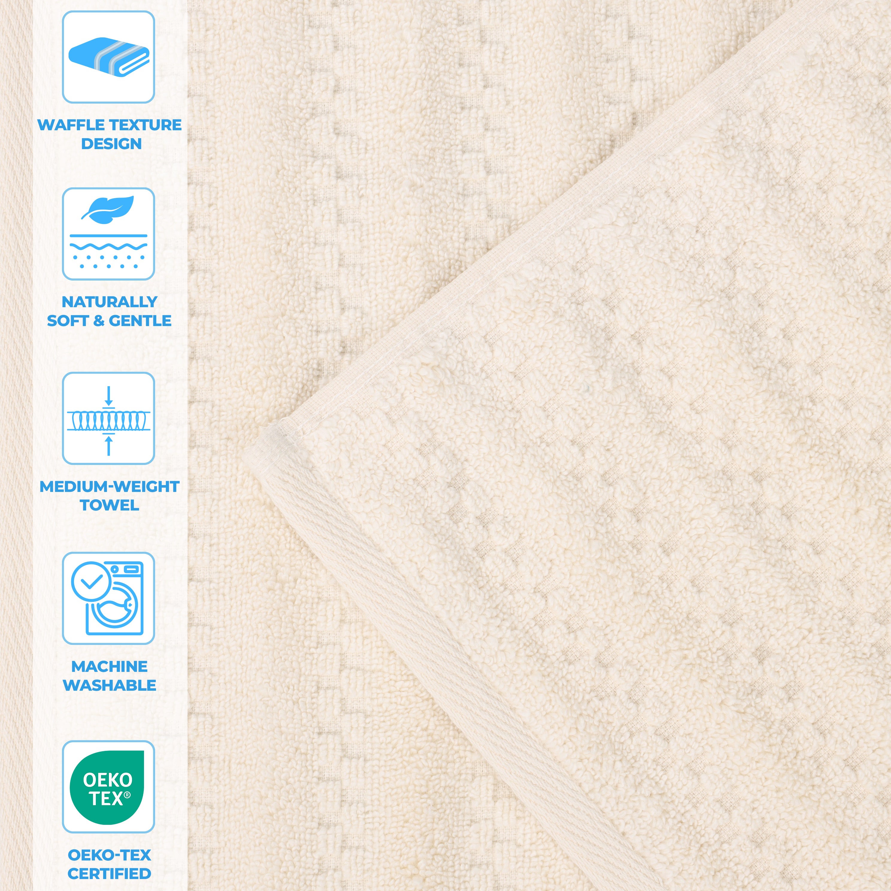 Zuma Zero Twist Cotton Medium Weight Soft Absorbent 6-Piece Bath Towel Set - Premium Luxury Towels for Spa, Bathroom & Beach Use