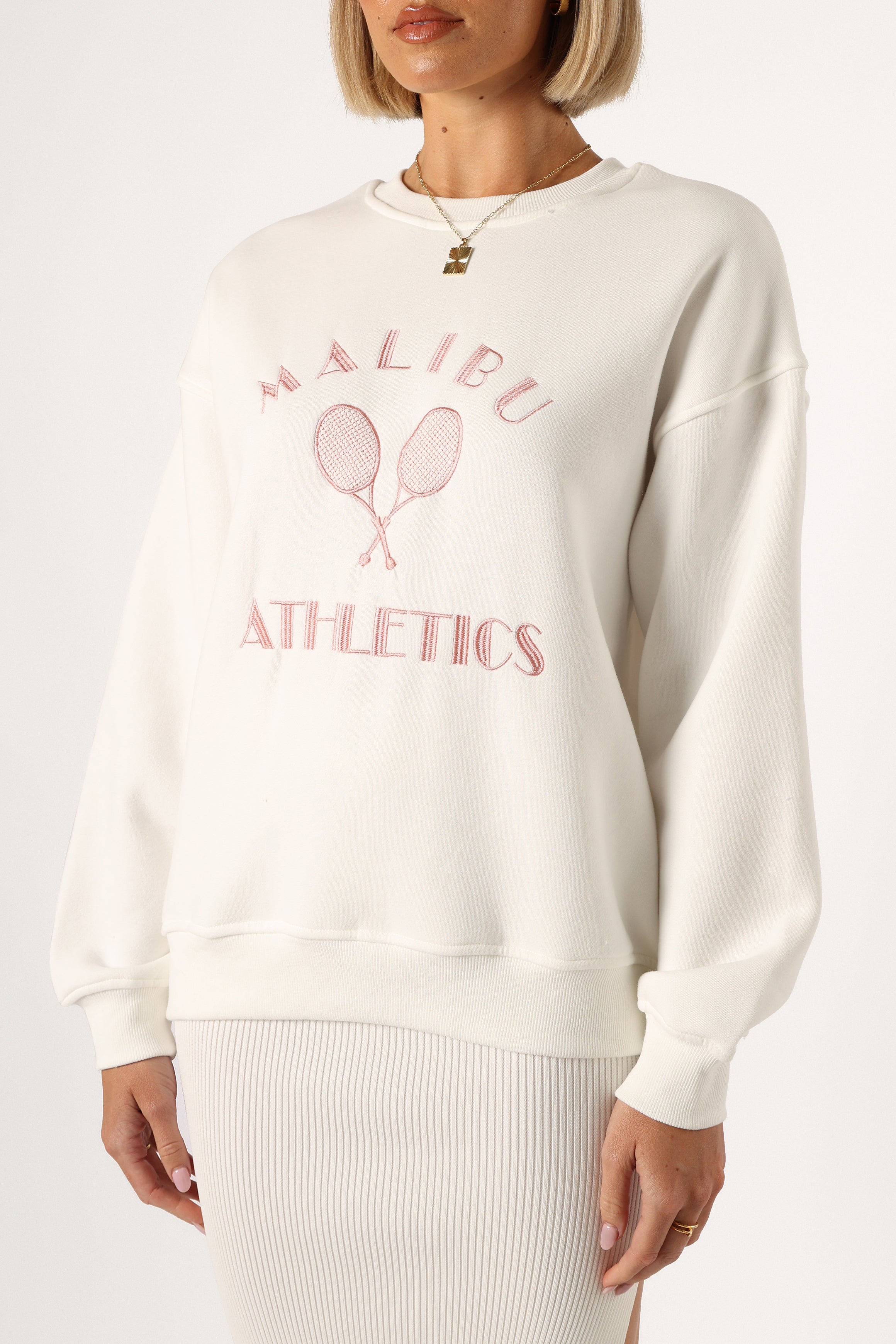 Cielo Malibu Athletics Sweatshirt for Women - Soft Cotton Pullover Hoodie, White - Perfect for Gym, Yoga & Casual Wear