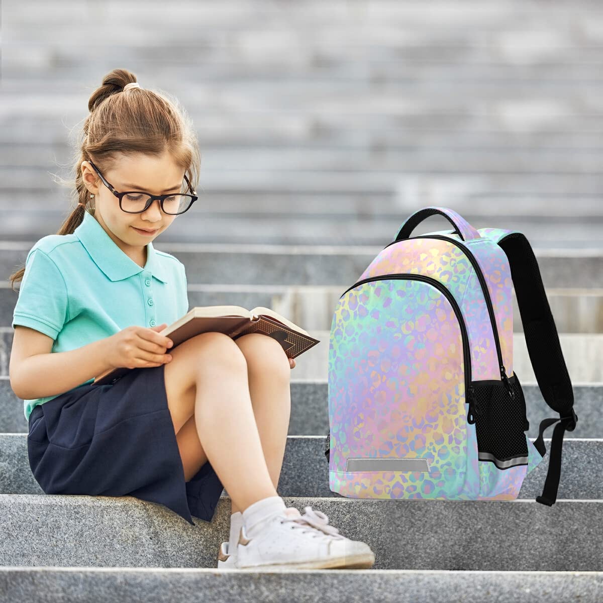 ALAZA Custom Leopard Print Rainbow Cheetah Backpack Purse - Personalized Laptop Bag for 13 14 15.6 Inch Notebook & Tablet - Stylish School & Casual Daypack for Women & Teens - Perfect for College, Work & Travel