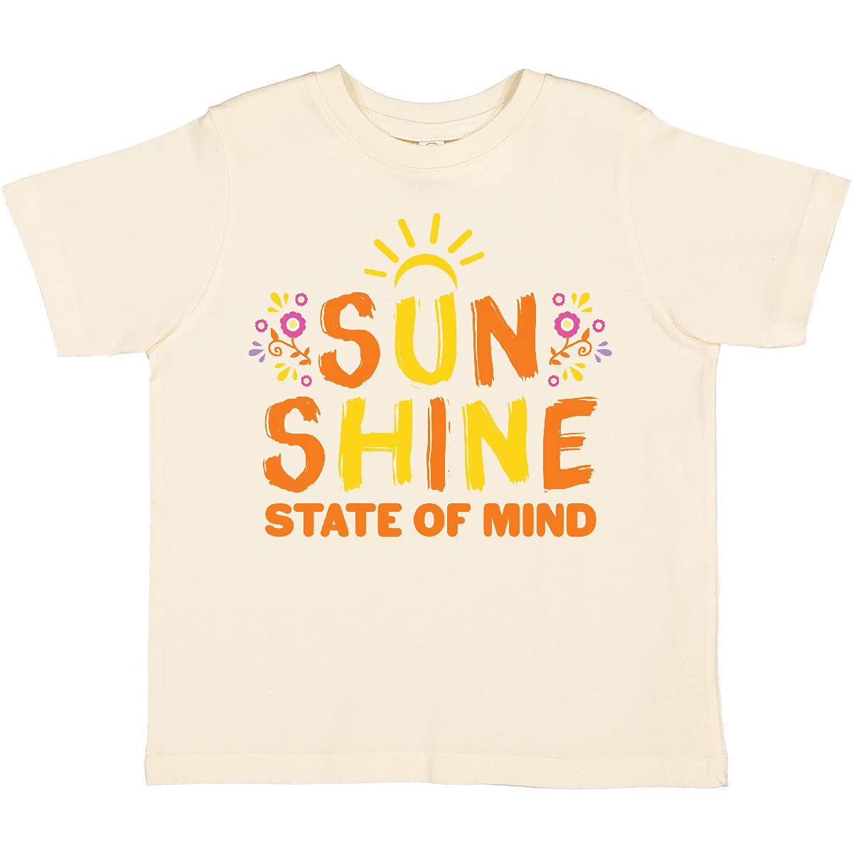 Inktastic Sunshine State of Mind Floral Toddler T-Shirt - Cute Baby Girl Outfit for Playdates & Family Photos