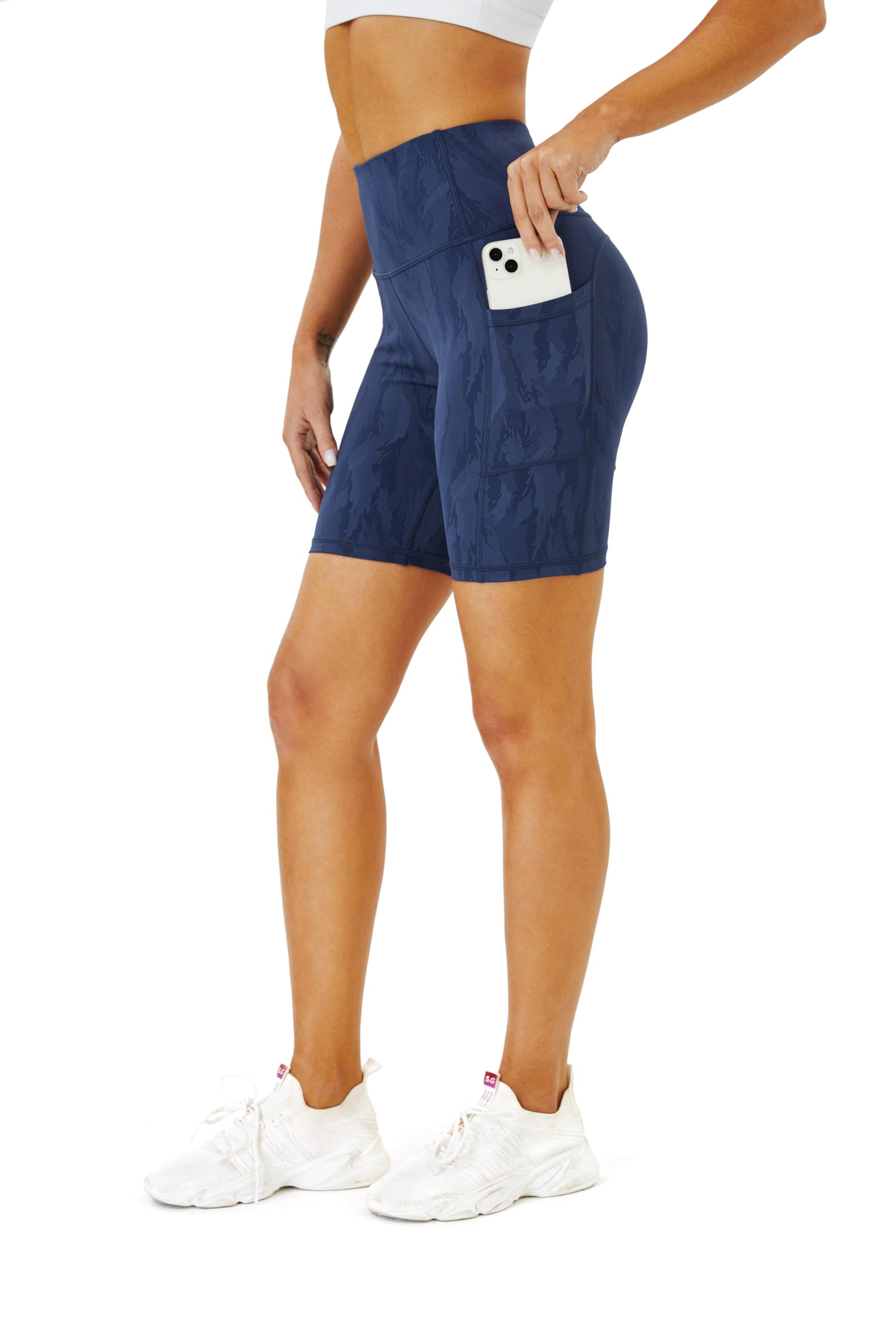 Neonysweets Women's High Waisted Running Shorts with Pockets - Breathable Yoga Workout Shorts for Women, Gym, Jogging & Active Lifestyle
