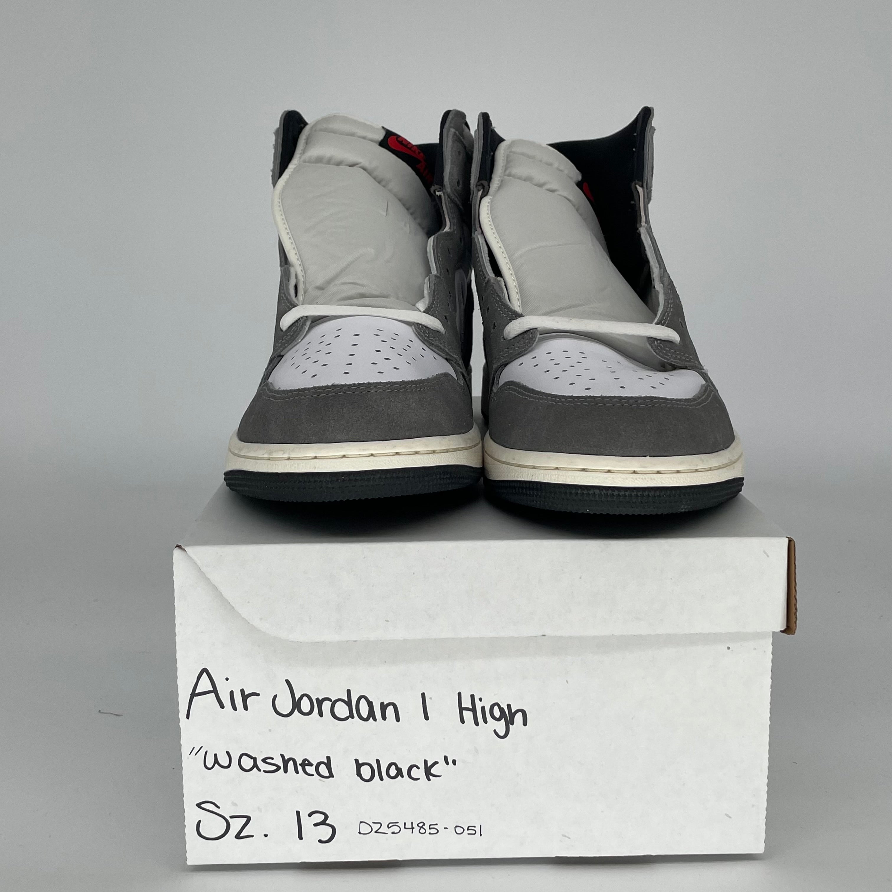 Original Air Jordan 1 Washed Black Men's Basketball Shoes Size 13 (DZ5485-051) - Retro High-Top Sneakers for Streetwear & Casual Outfits