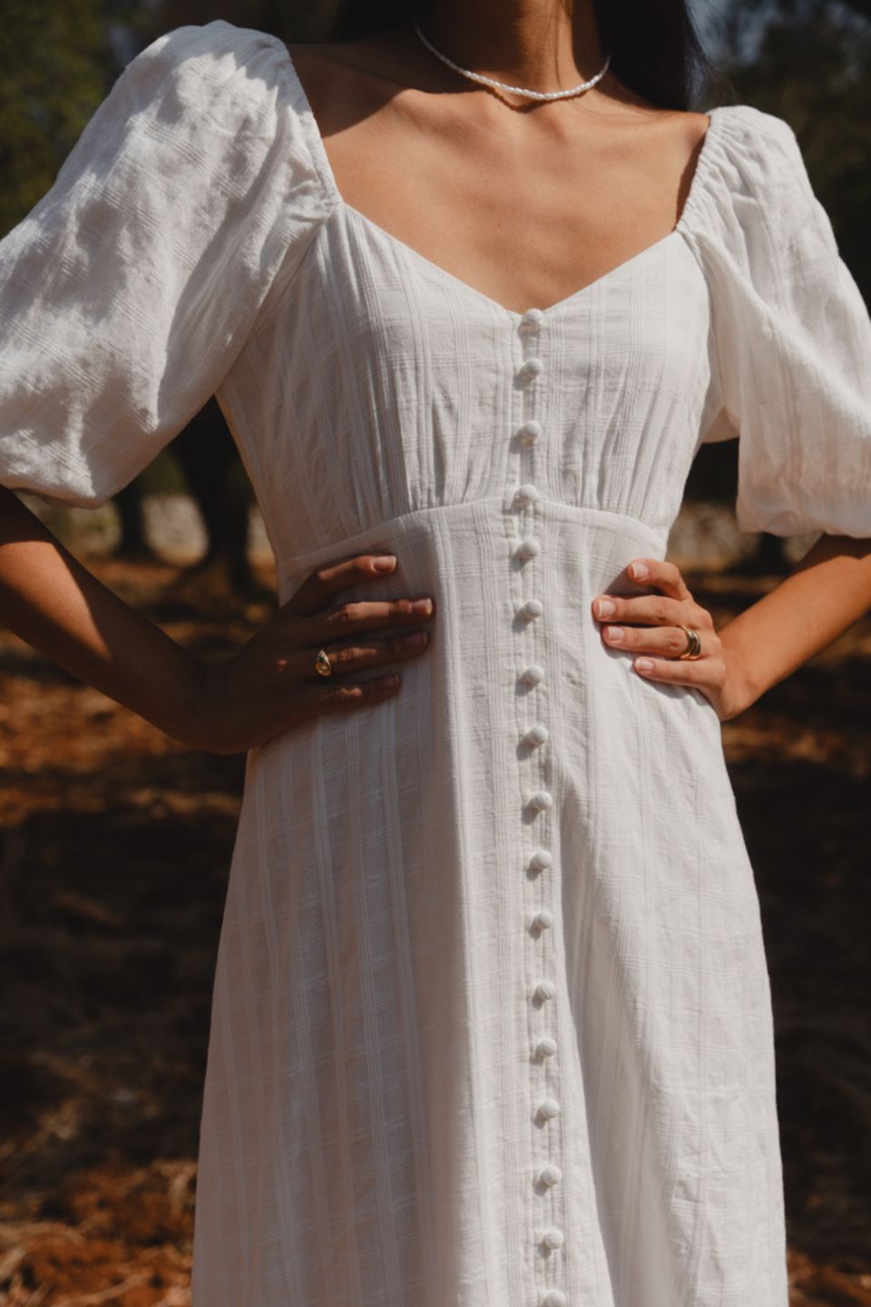Heartfelt Ivory Check SS Button Front Midi Dress - Elegant Casual Wear for Brunch, Date Night & Summer Parties
