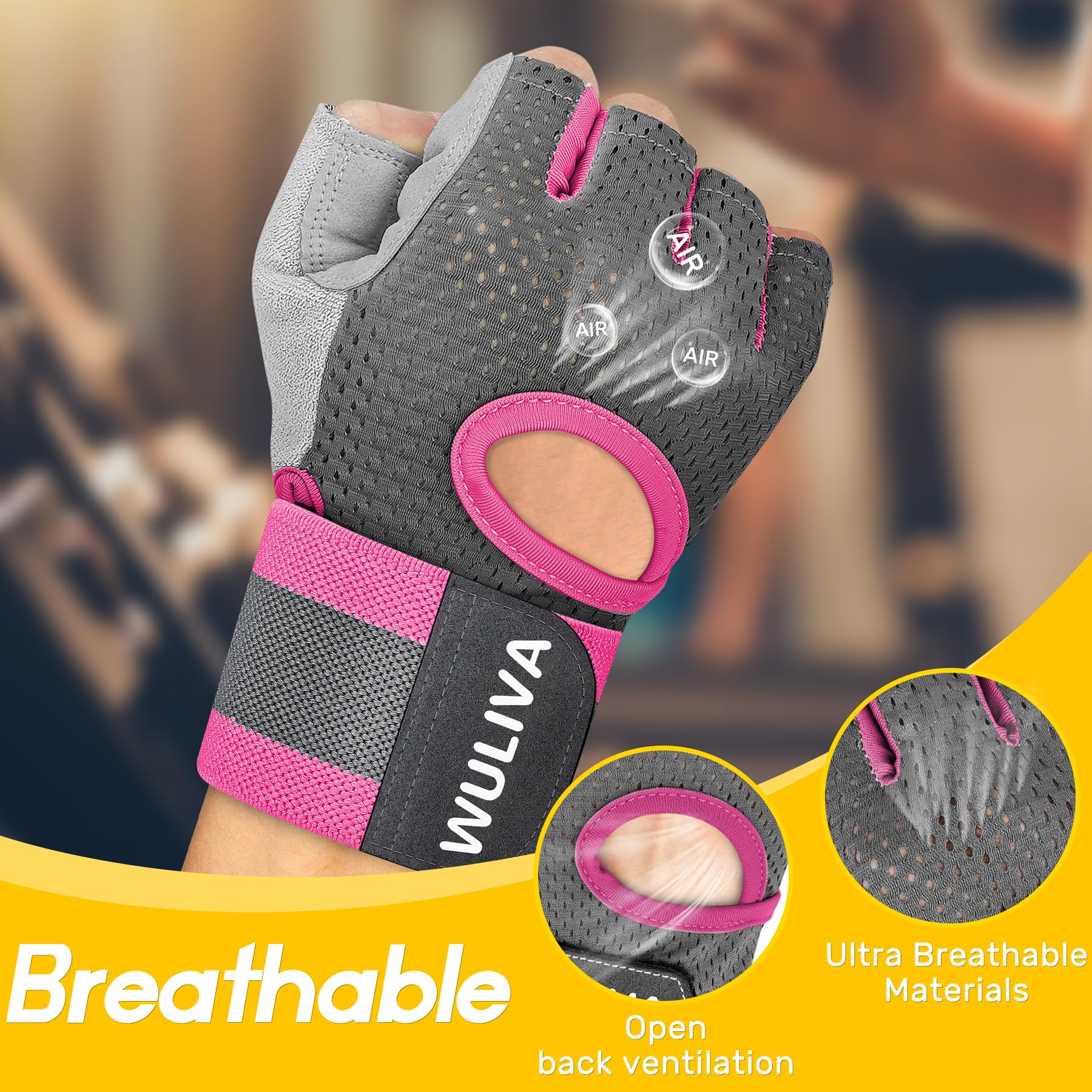 5-in-1 Workout Gloves for Men & Women - Breathable Weight Lifting Gloves with Anti-Slip Grip & Wrist Support - Perfect for Gym Training, CrossFit, Powerlifting & Home Workouts